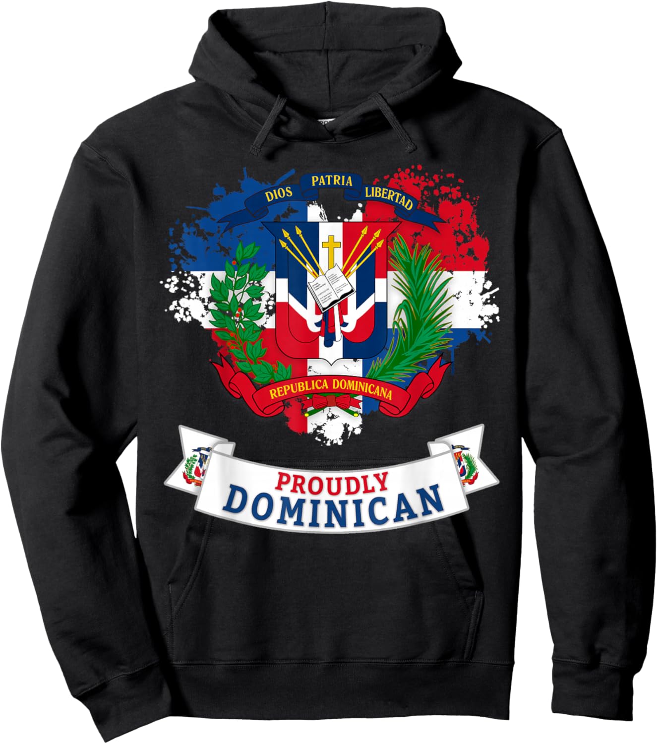 Coat of Arms Republica Dominicana For Kids & Dominican Flag Hoodie - Hoodie | Black