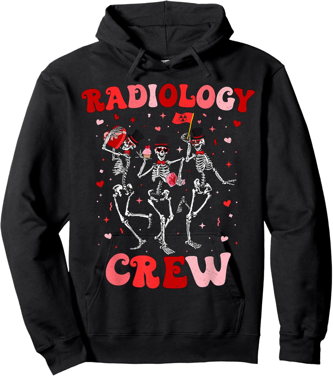 Dancing Skeleton Radiology Crew Valentines RAD Tech Hoodie - Hoodie | Black