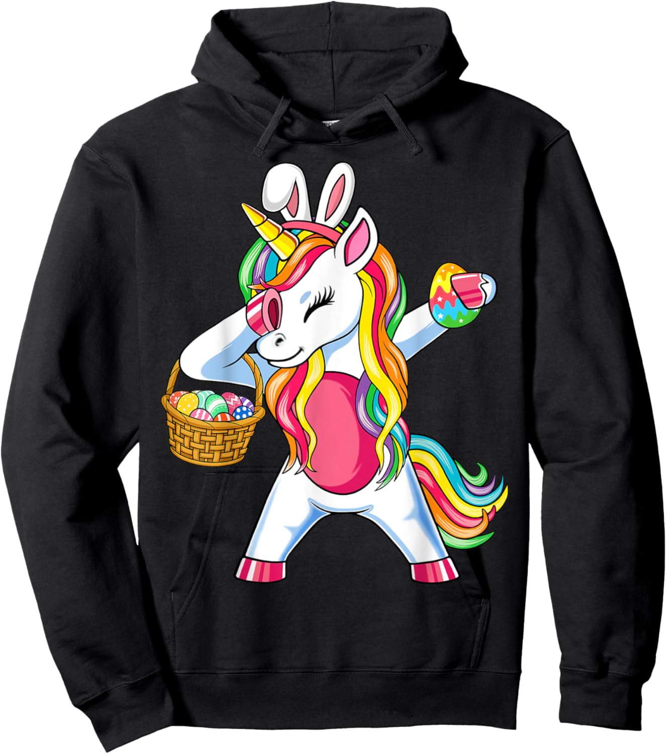 Easter Unicorn Shirt With Eggs Happy Easter Boys Girls Kids Hoodie - Hoodie | Black