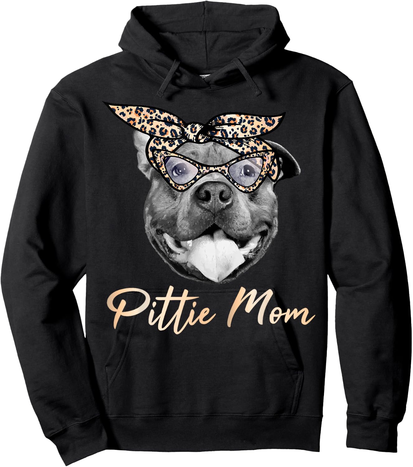 Pittie Mom Pitbull Mama Leopard Pattern Pit Bull Dog Momma Hoodie - Hoodie | Black