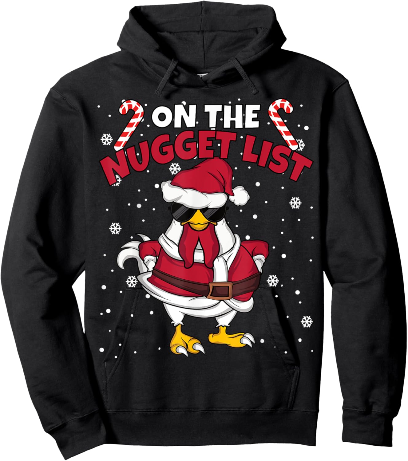 On The Nugget List Funny Christmas Chicken Men Women Hoodie - Hoodie | Black