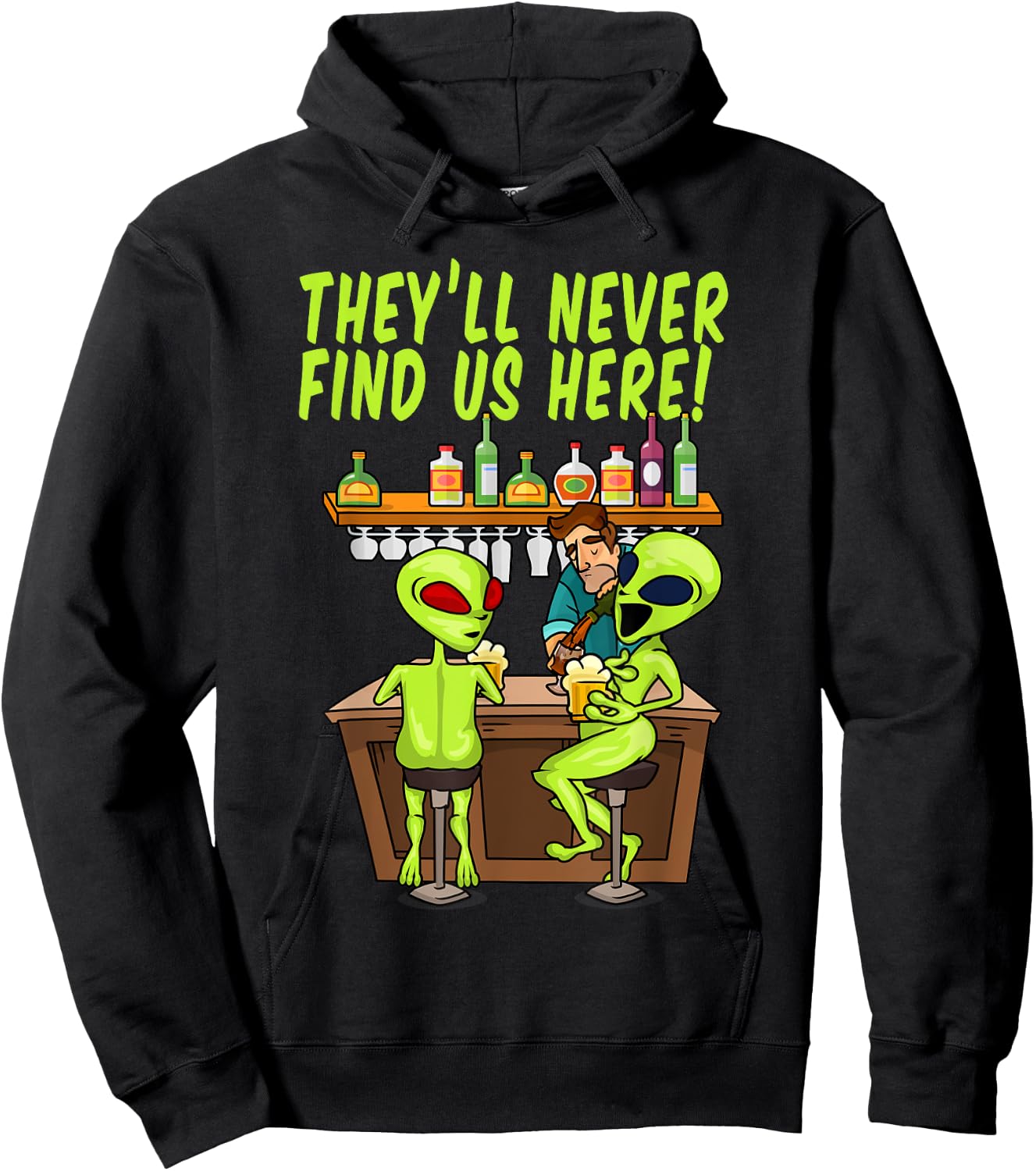 Funny Storm Area 51 Festival Apparel, Alien UFO Hunter Humor Hoodie - Hoodie | Black
