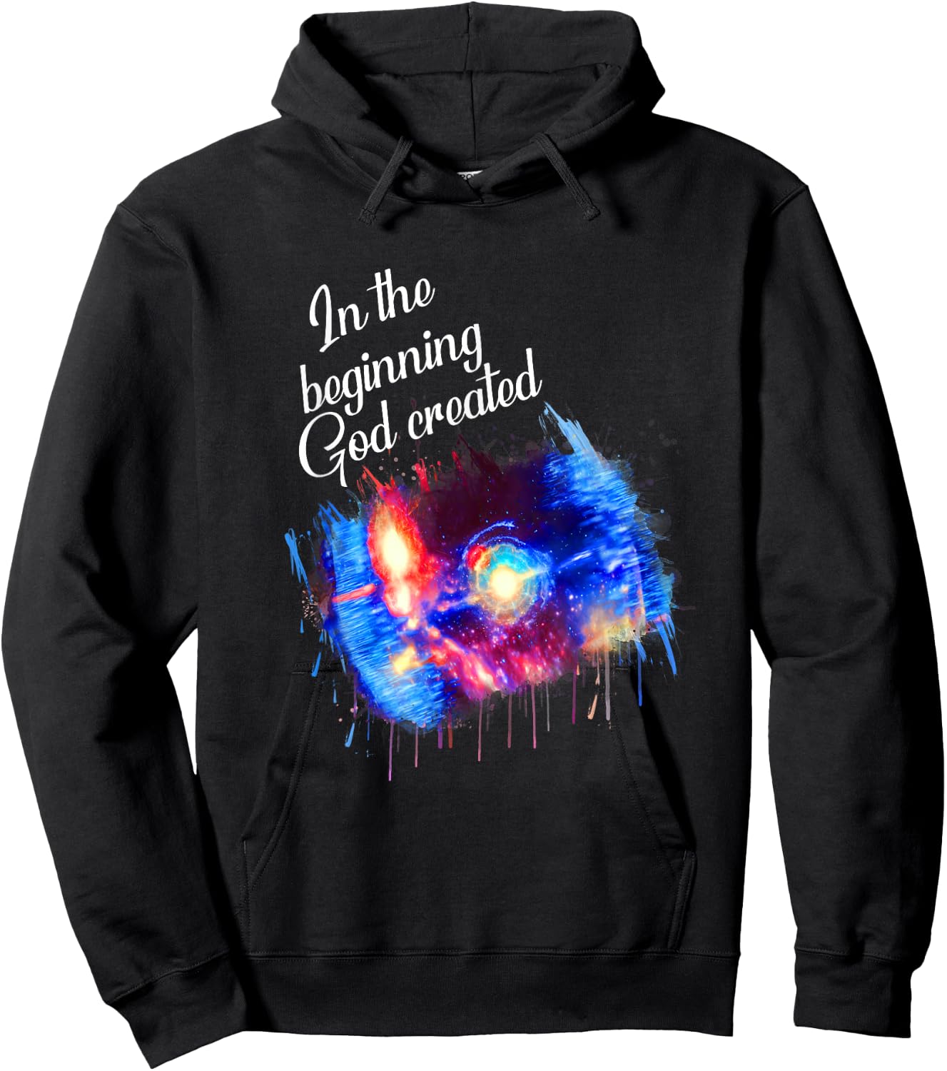 Galaxy Space Spark In the Beginning God Created Christian Hoodie - Hoodie | Black