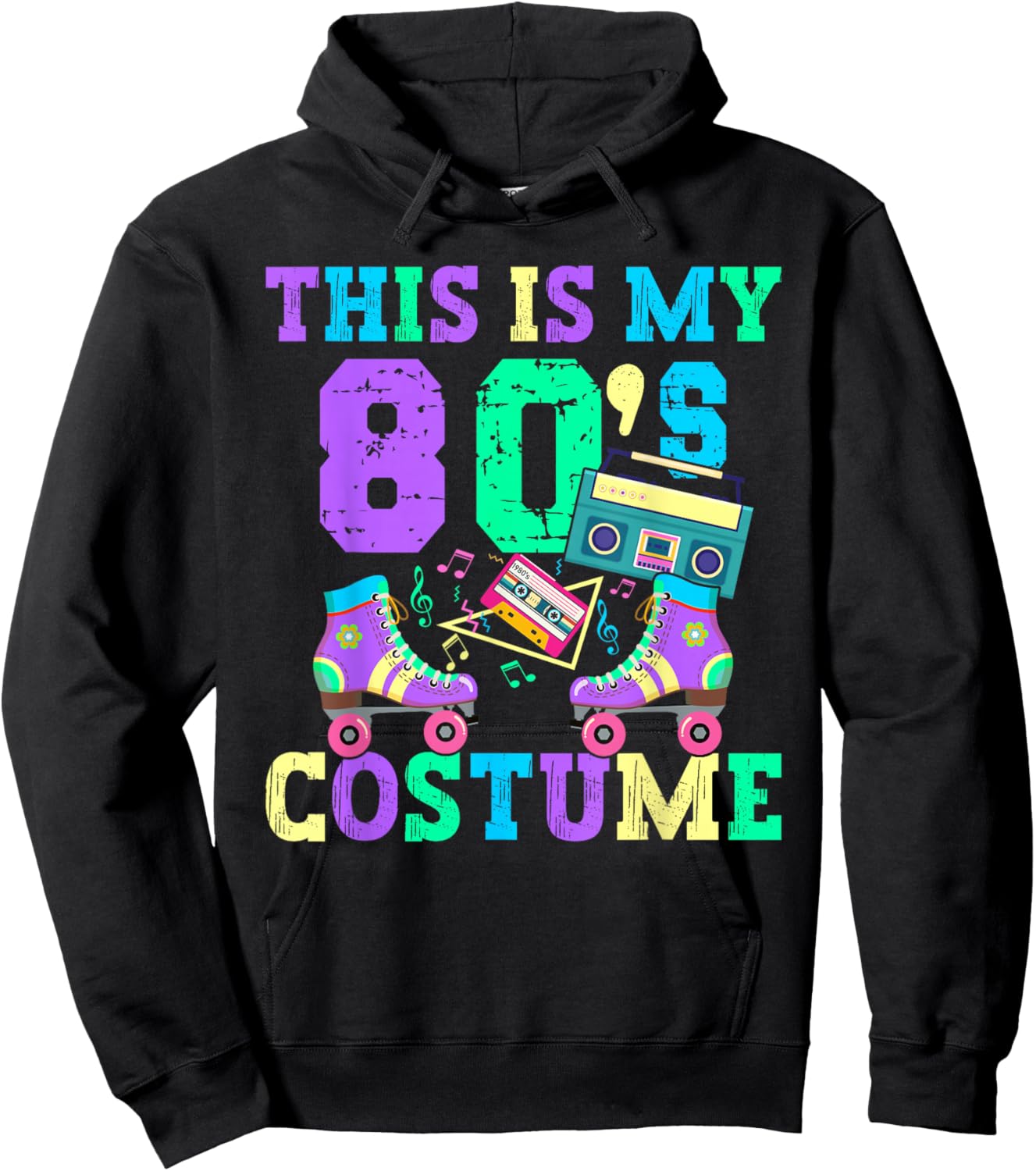 Roller Skates Retro This Is My 80's Costume 80s Themed Party Hoodie - Hoodie | Black