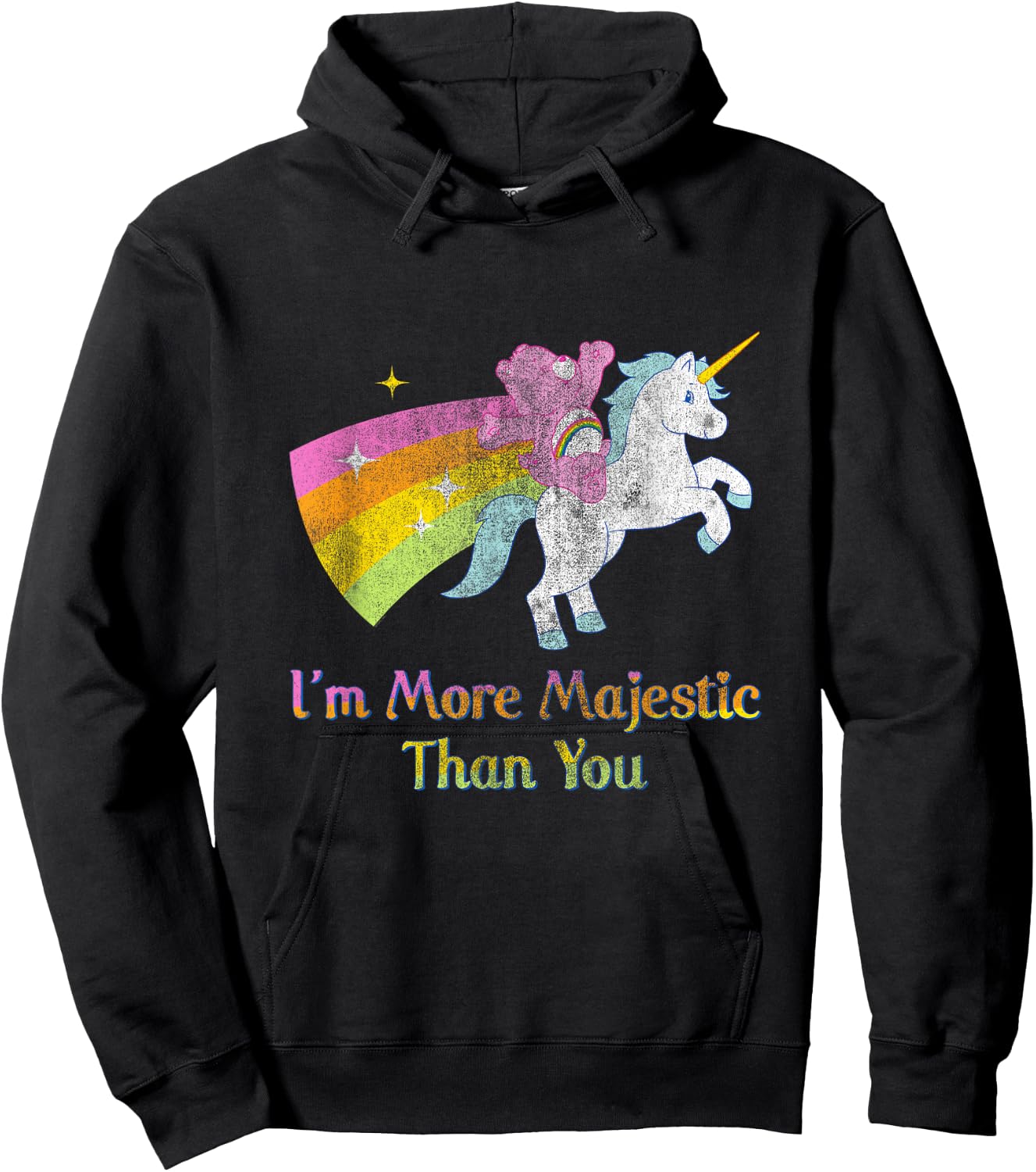 Care Bears More Majestic Than You Rainbow Unicorn Cartoon Hoodie - Hoodie | Black