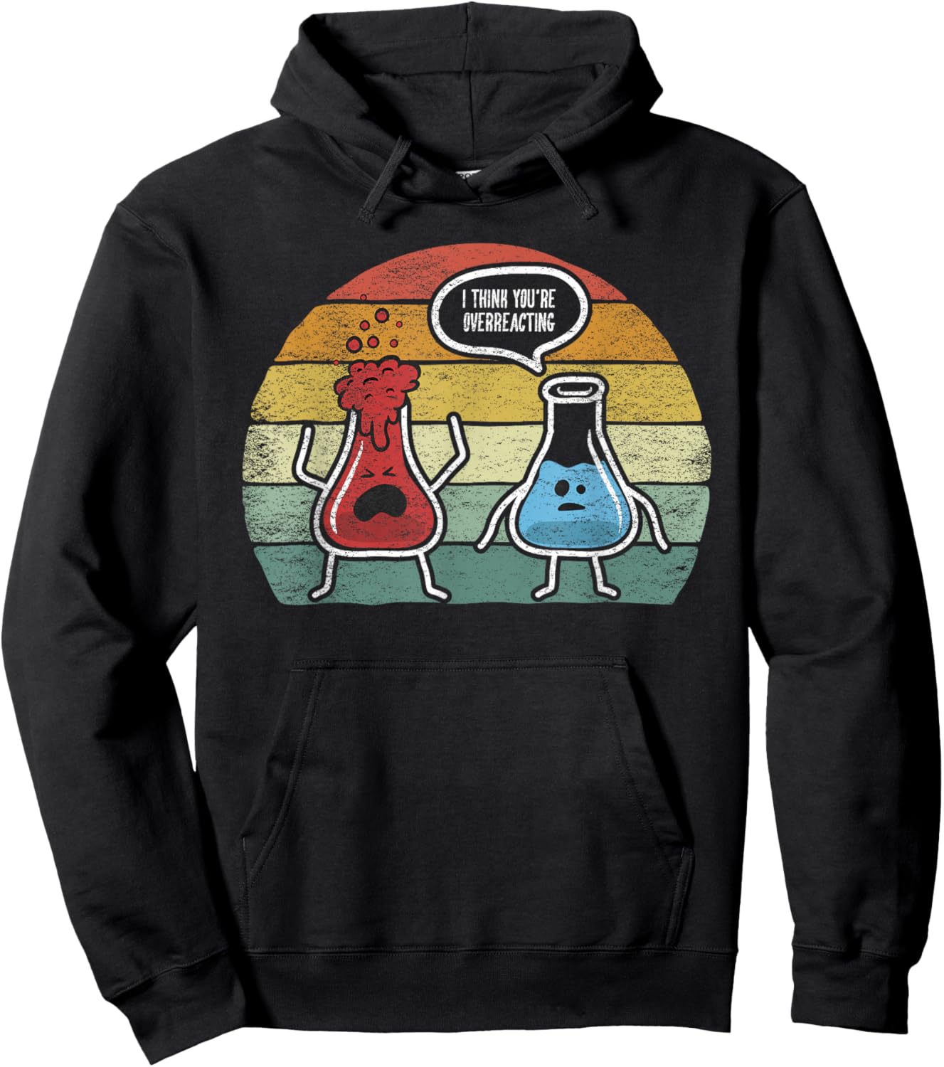 Retro Vintage I Think You're Overreacting Fun Nerd Chemistry Small Hoodie - Hoodie | Black