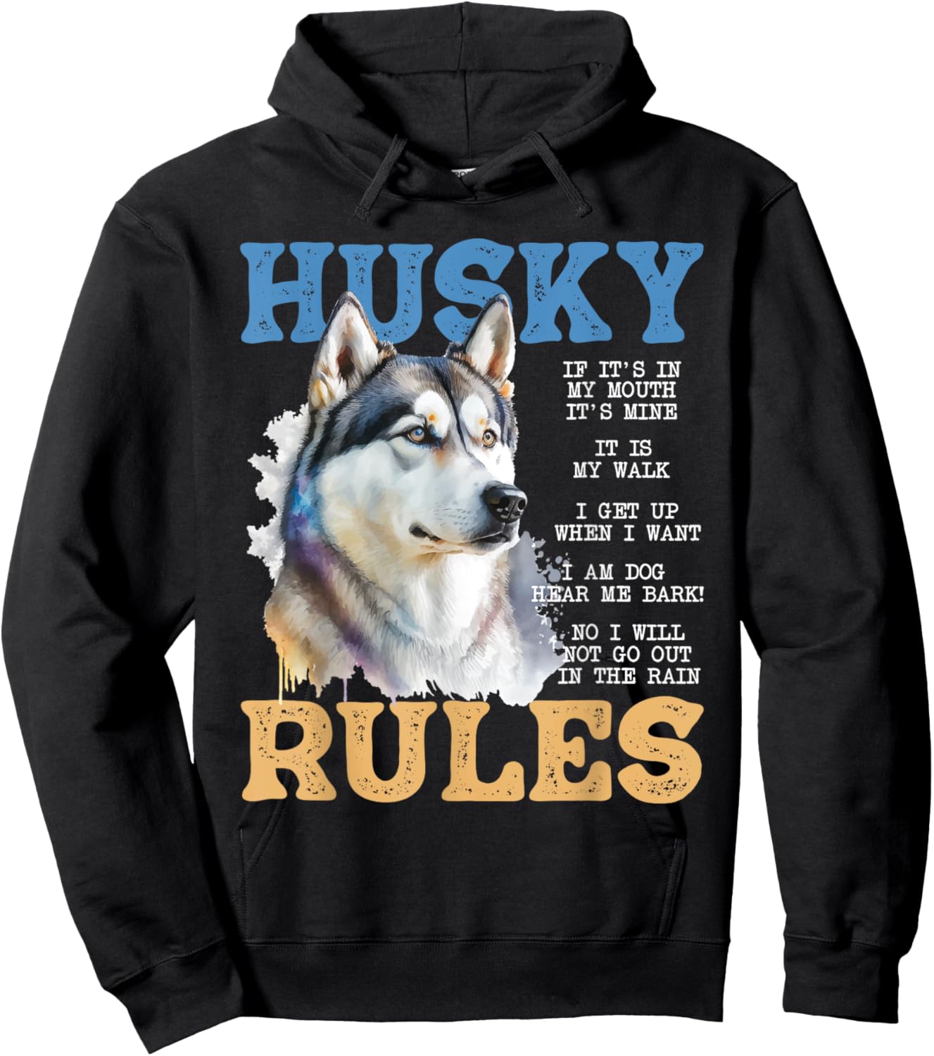 Husky Rules - Siberian Husky Animal Lover Pet Breeder Hoodie - Hoodie | Black