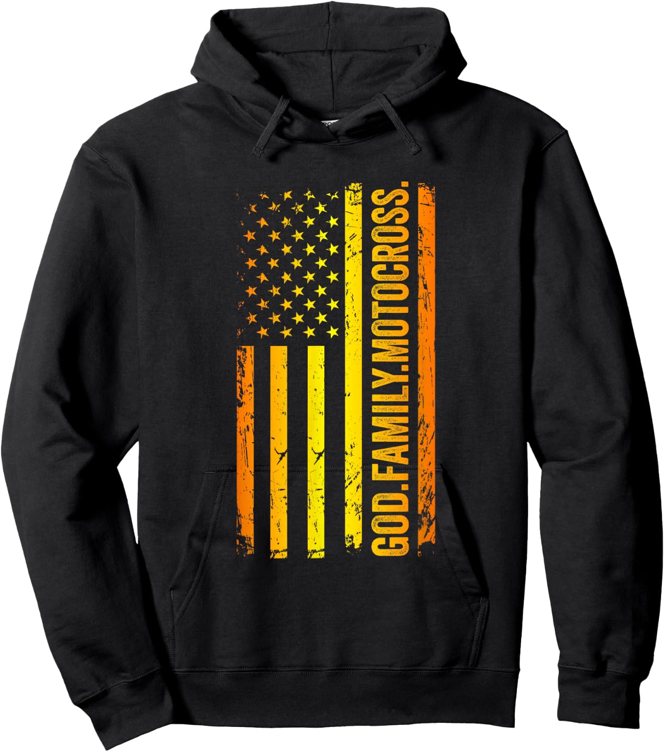 God Family Motocross US American Flag Father's Day Dad Hoodie - Hoodie | Black