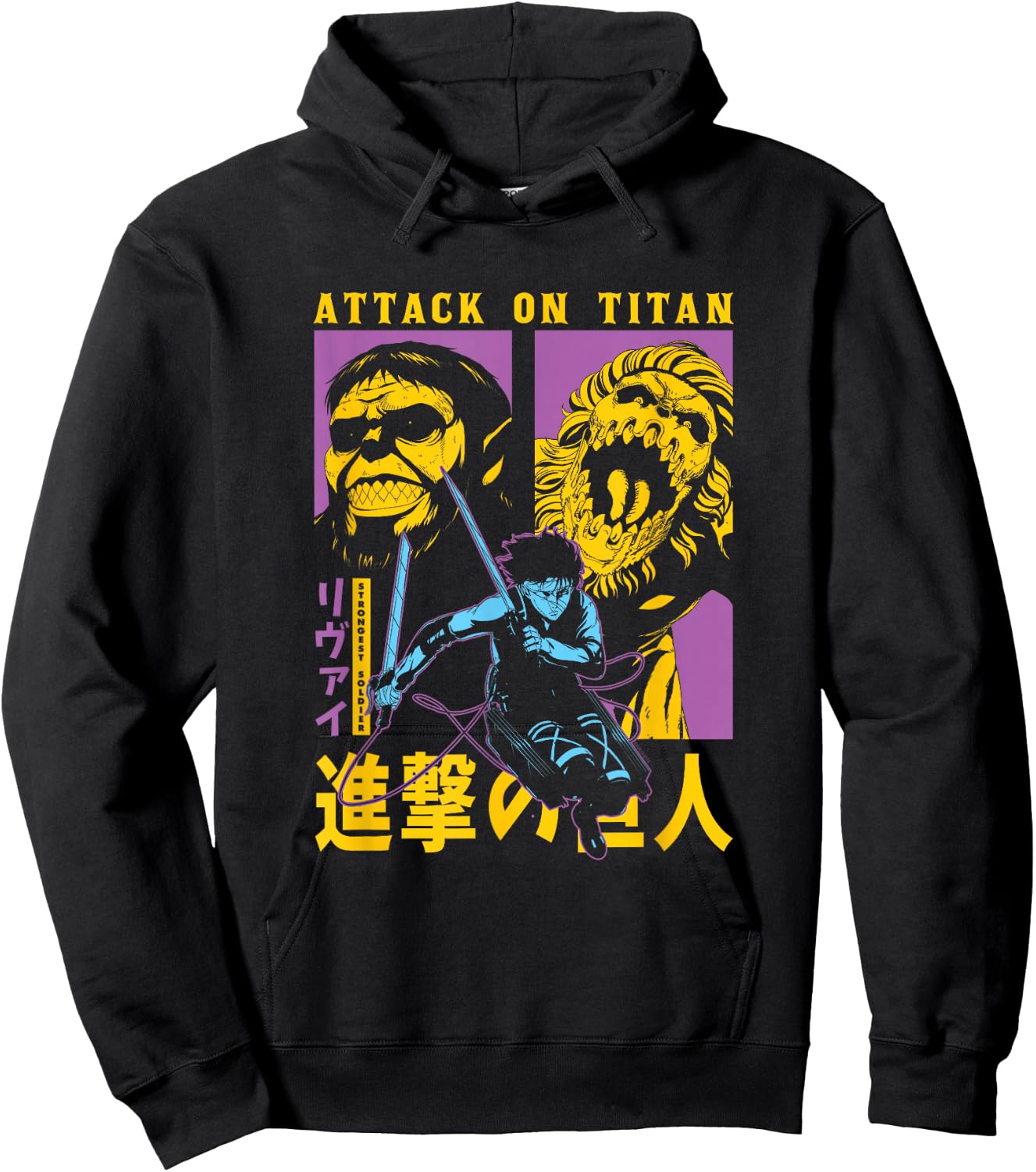 Attack on Titan Season 4 Split Titan Faces Attack Pose Anime Hoodie - Hoodie | Black