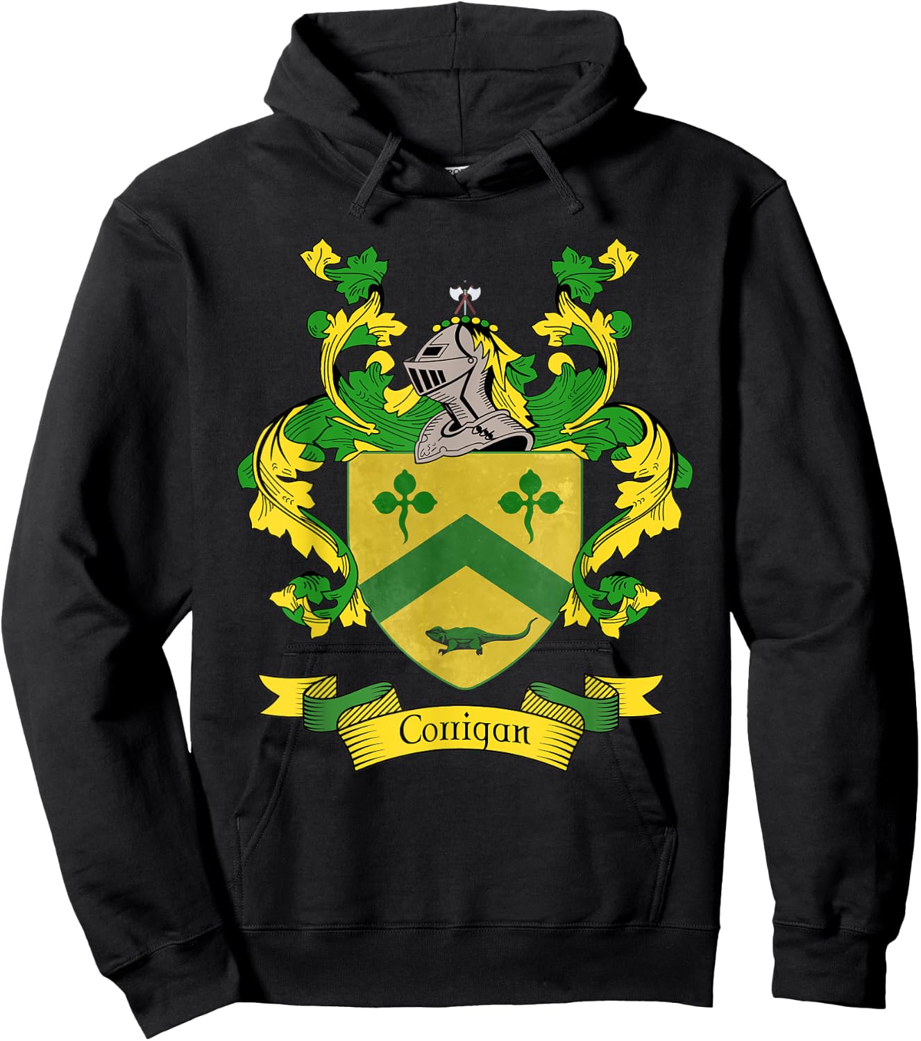 Corrigan Coat of Arms | Corrigan Surname Family Crest Hoodie - Hoodie | Black