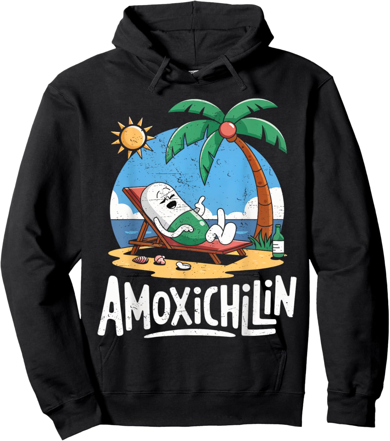 Amoxichillin Funny Pill Beach Vacation Pharmacy Technician Hoodie - Hoodie | Black