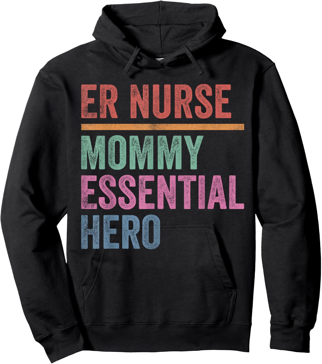 ER Nurse Mommy Essential Hero Vintage Hoodie - Hoodie | Black