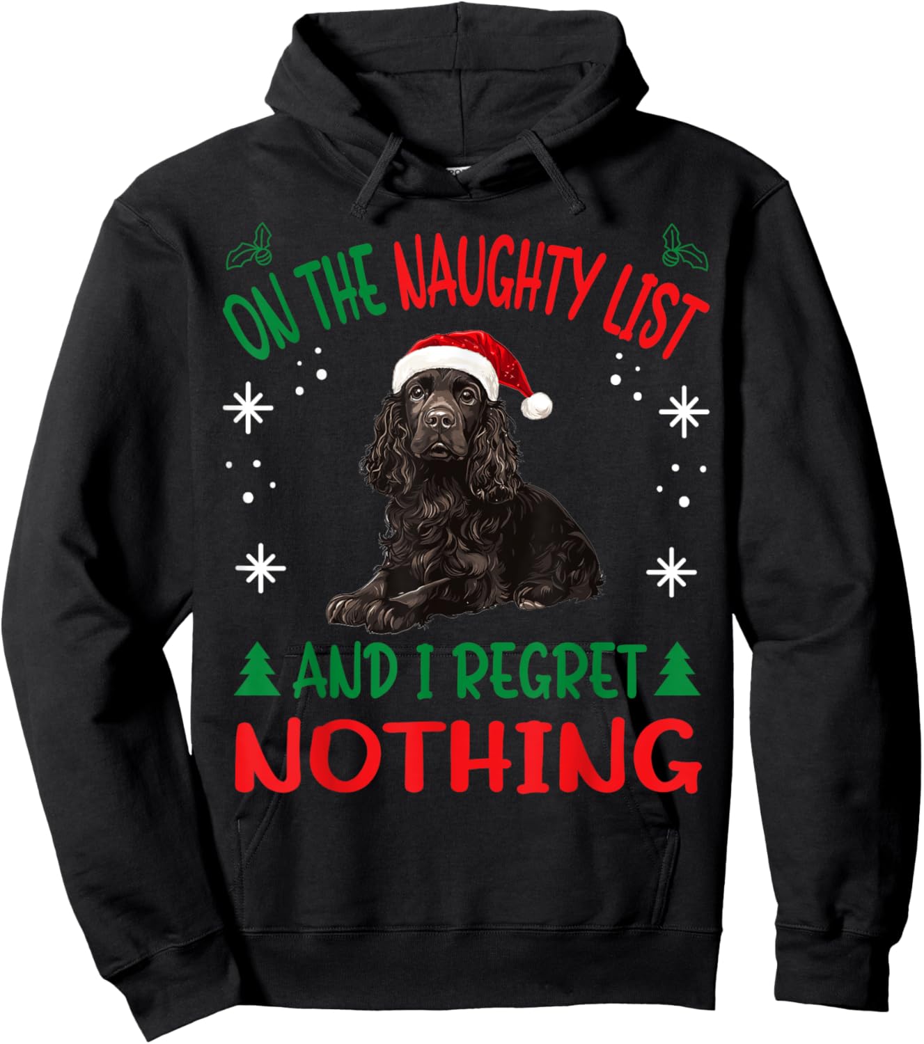 Cute Boykin Spaniel Dog Christmas On The Naughty List and I Hoodie - Hoodie | Black