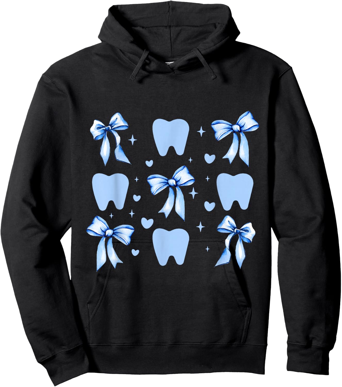 Cute Tooth Dental Assistant Coquette Bow Hygiene Oral RDH Hoodie - Hoodie | Black