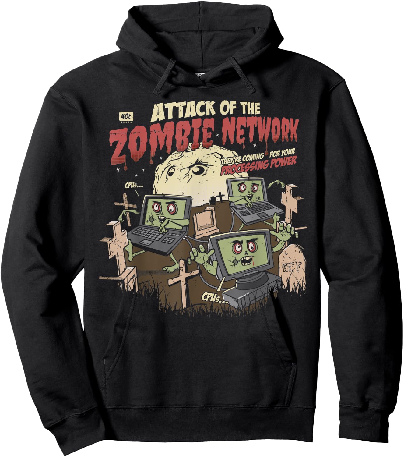 Zombie Network Funny Cybersecurity Infosec Hacker Halloween Hoodie - Hoodie | Black