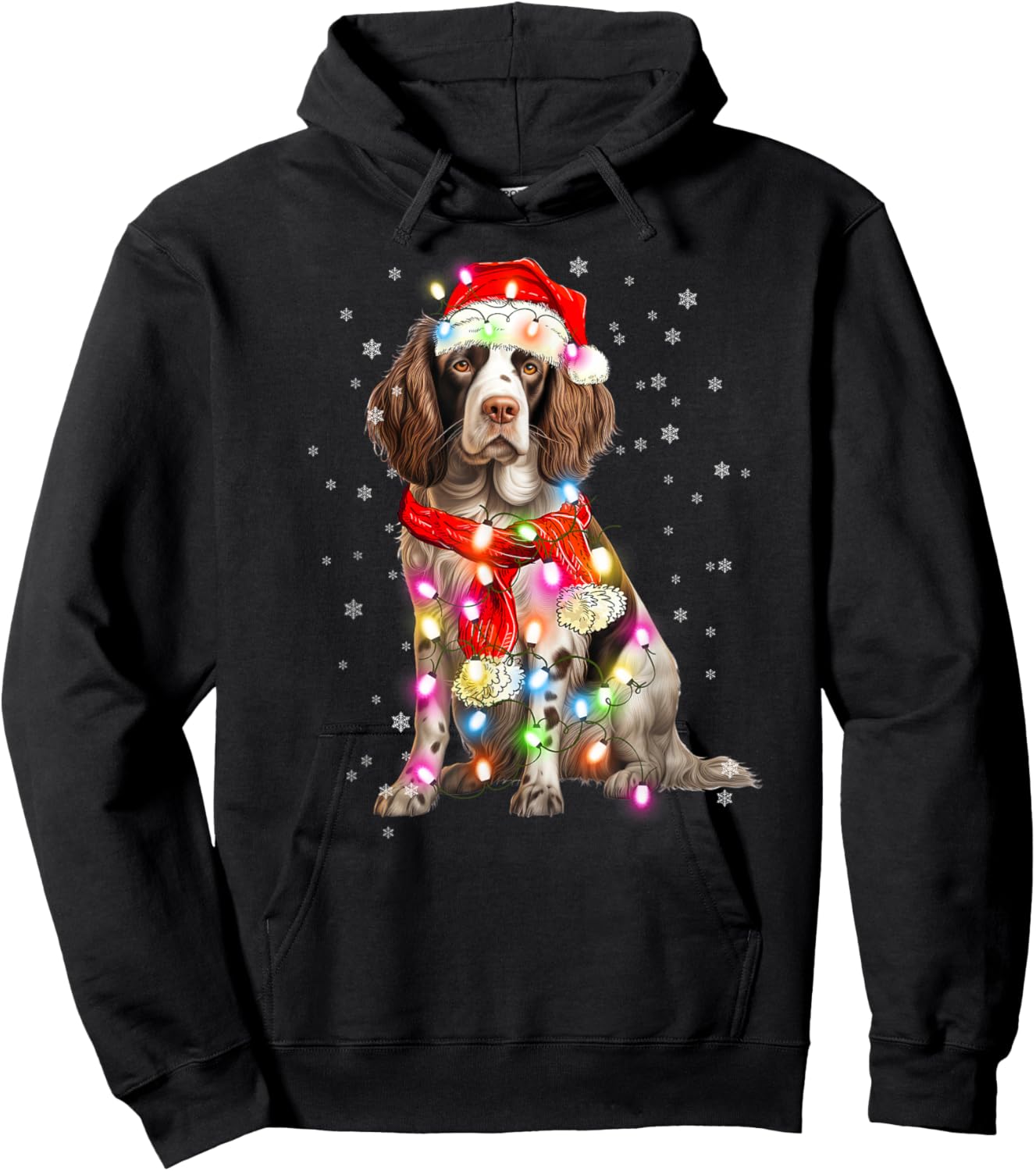 Santa Hat Spaniel English Springer Hoodie - Hoodie | Black