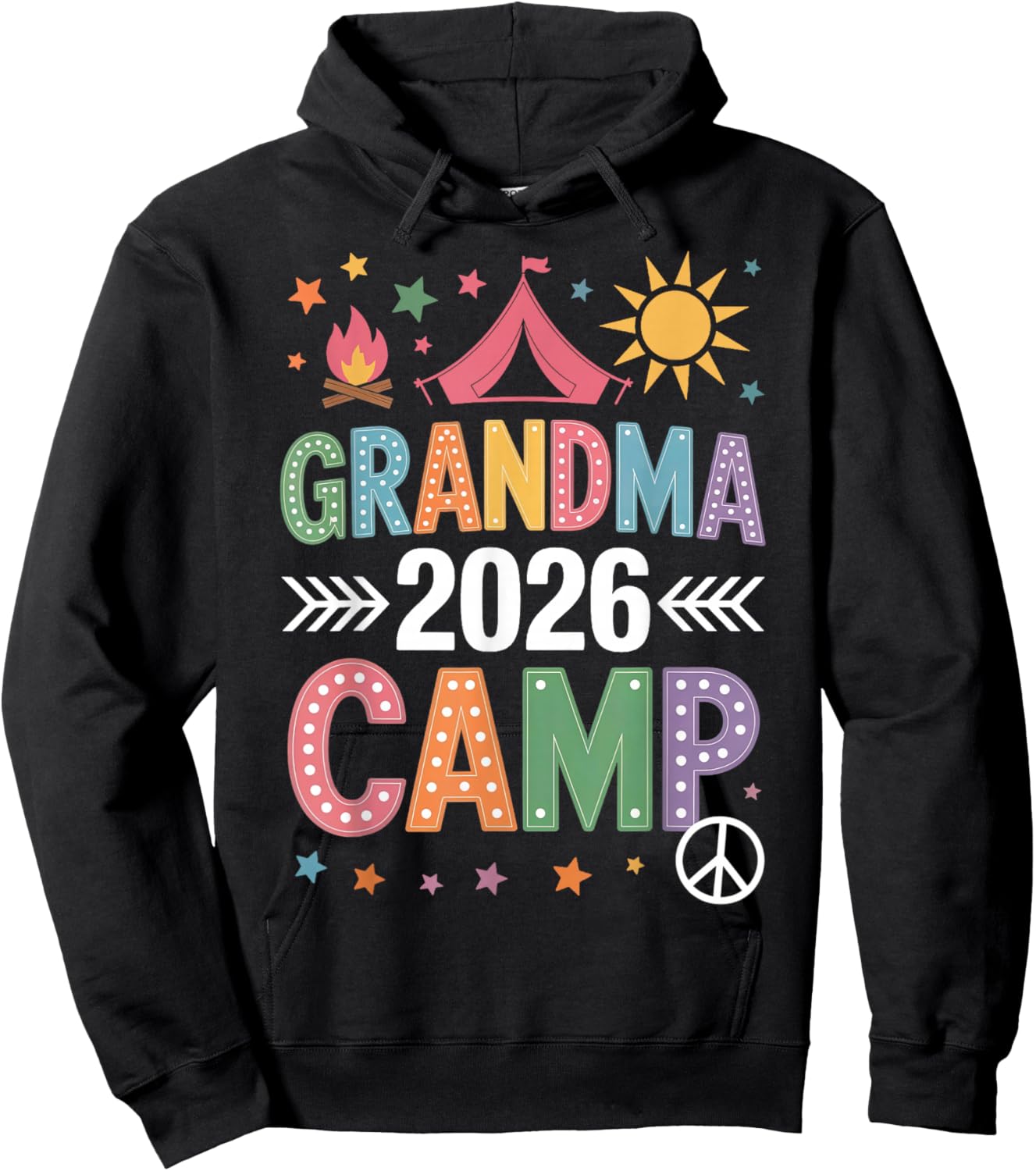 Grandma Camp 2026 Family Vacation Summer Camping Crew Kids Hoodie - Hoodie | Black