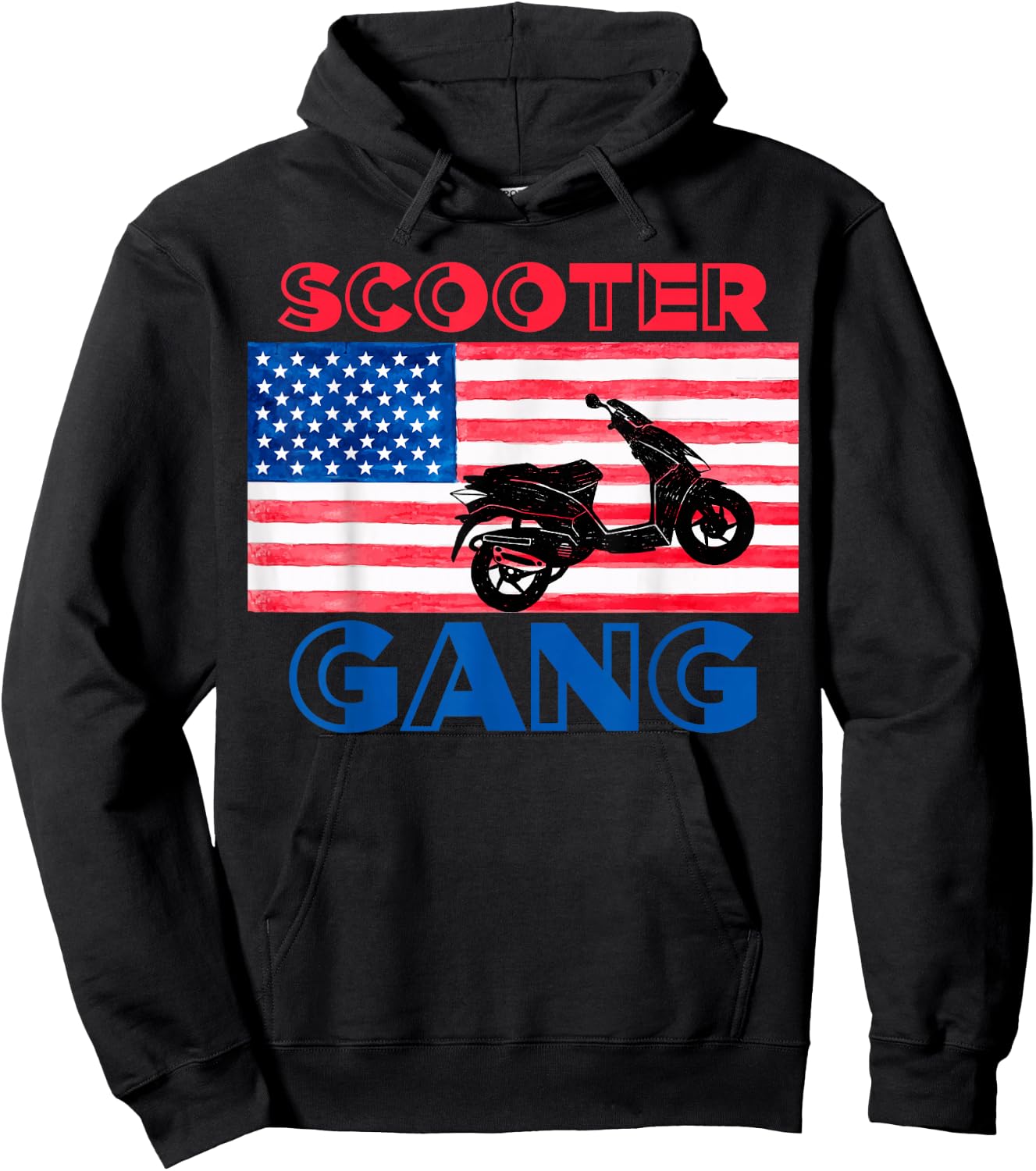 Scooter Gang Moped American Flag Motorcycle Gear Hoodie - Hoodie | Black