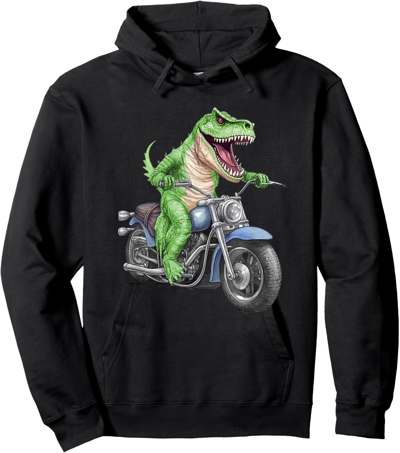Dinosaur On Motorcycle, Funny, Jokes, Sarcastic Hoodie - Hoodie | Black
