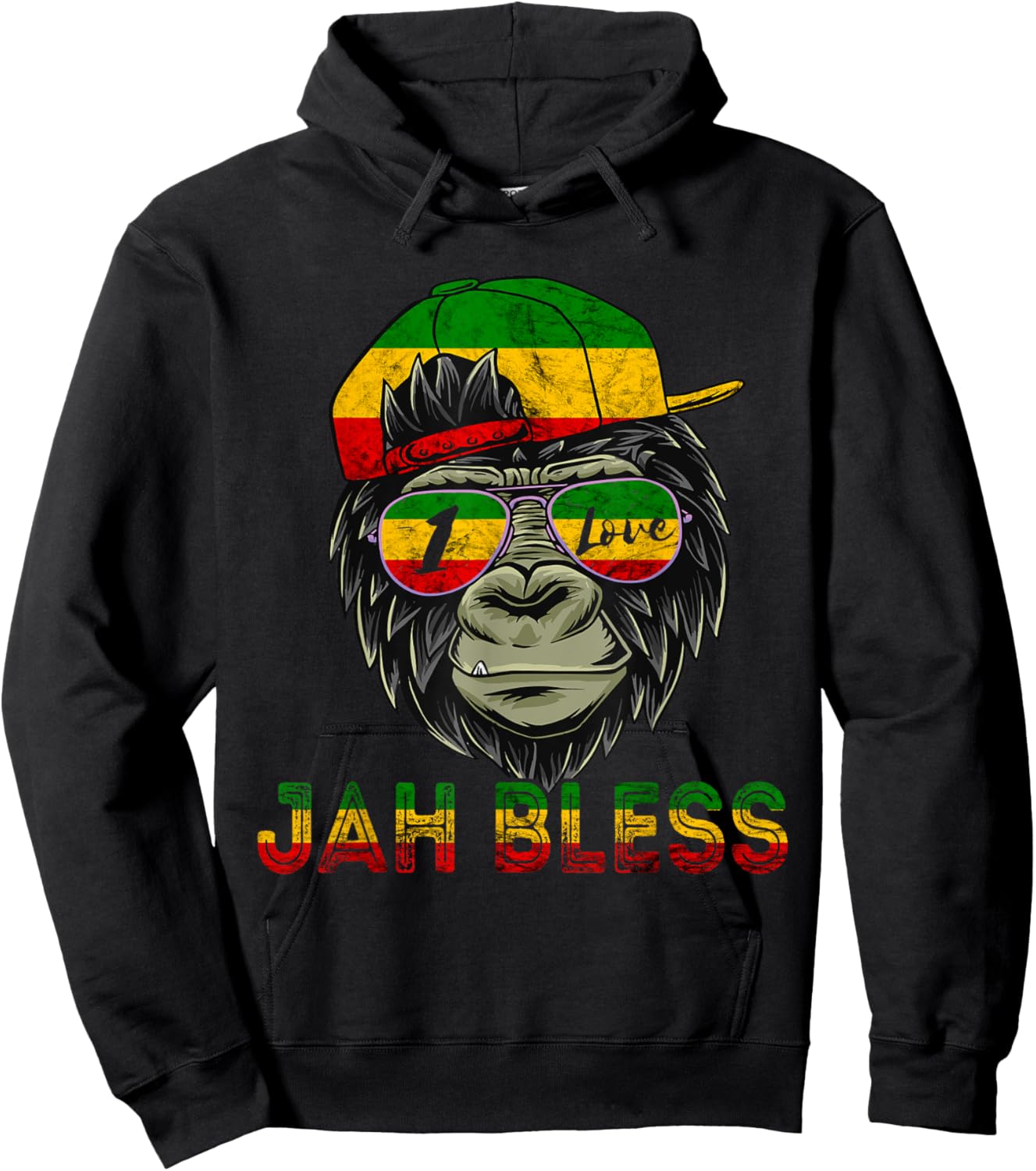 Rasta Reggae Monkey Jah Bless Reggae Music Lover Jamaica Hoodie - Hoodie | Black