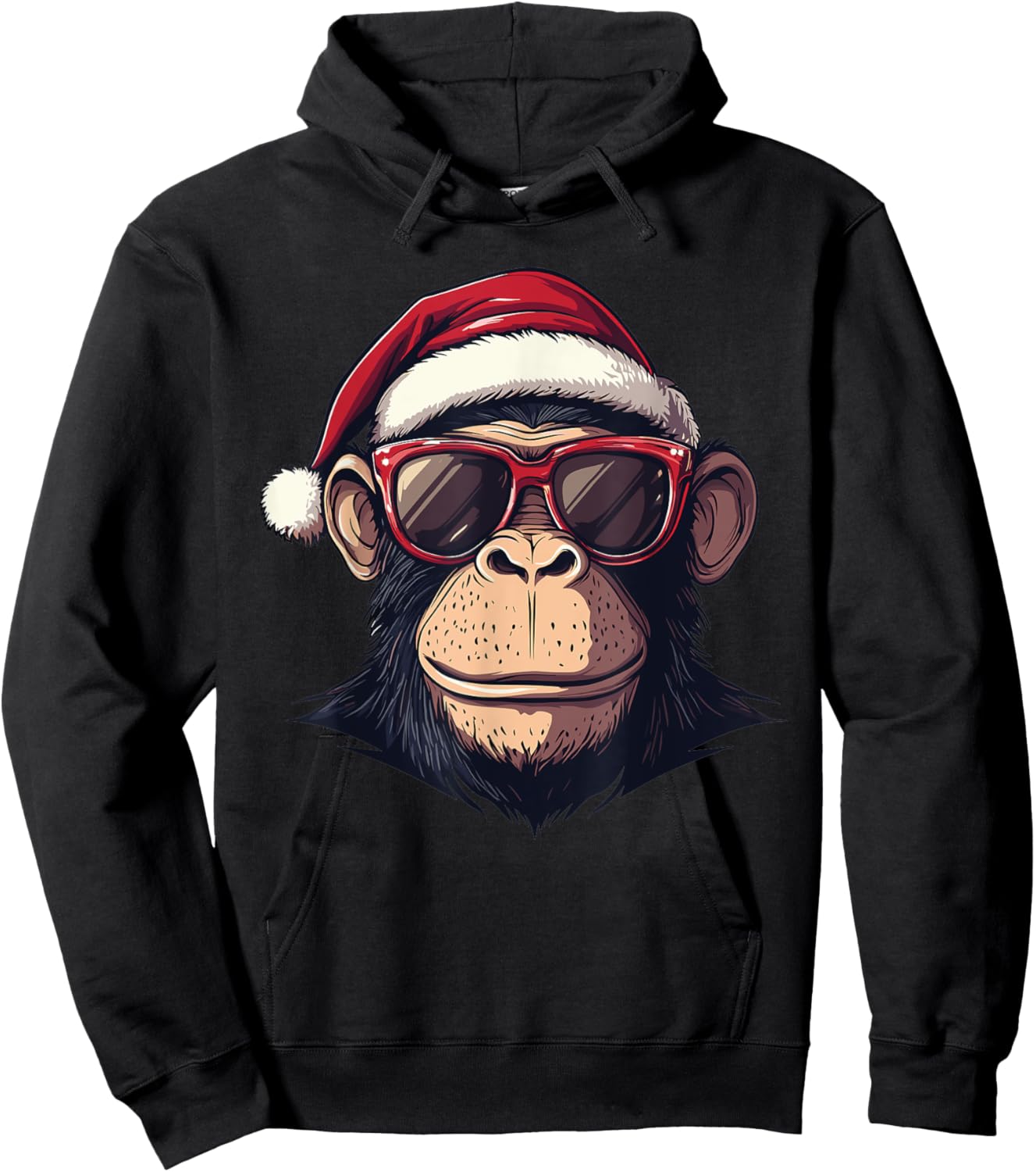Monkey Santa Hat chimpanzee Monkey Lovers Christmas Pajama Hoodie - Hoodie | Black