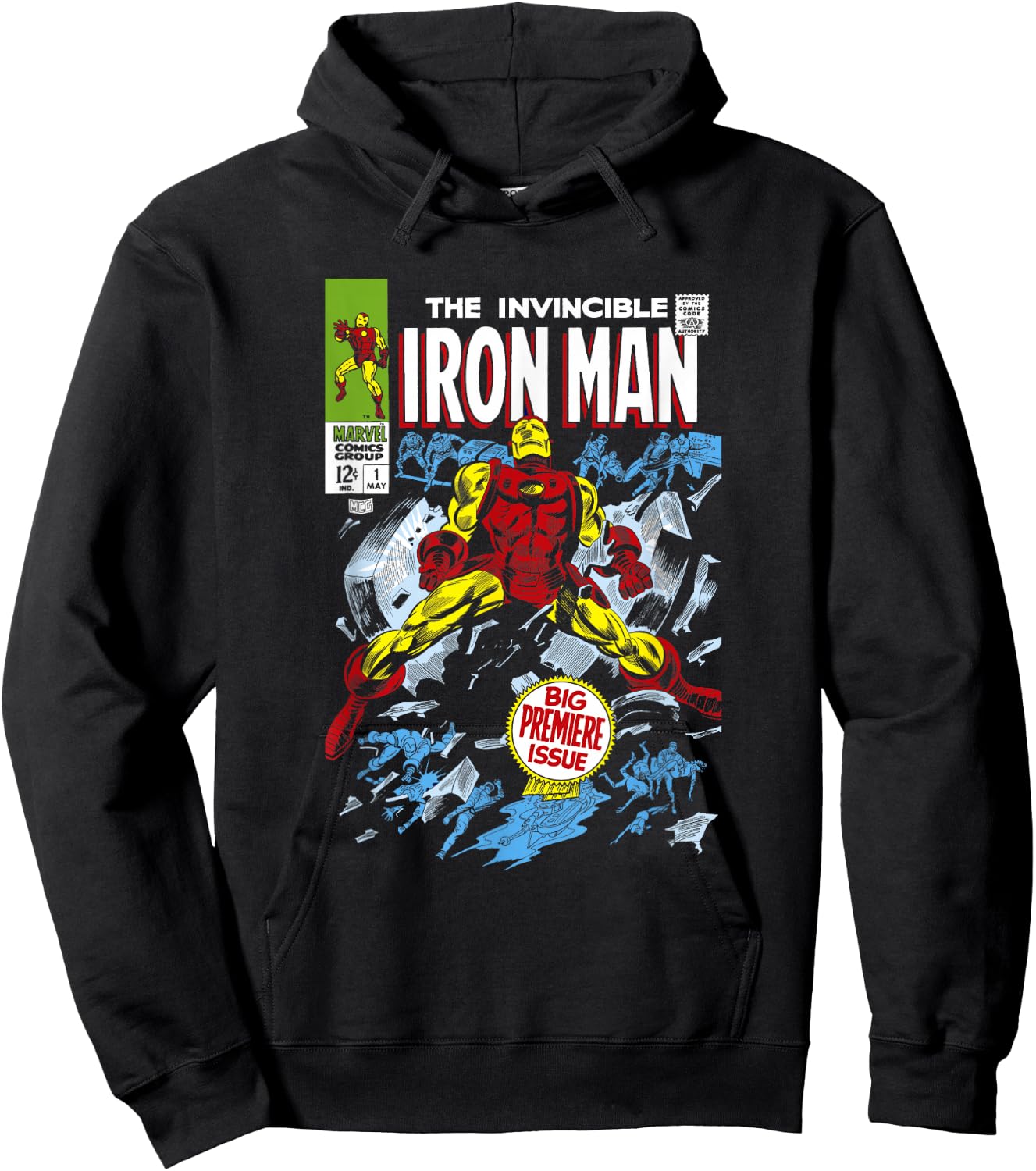 Marvel Avengers Iron Man Big Premier Issue Classic Comic Hoodie - Hoodie | Black