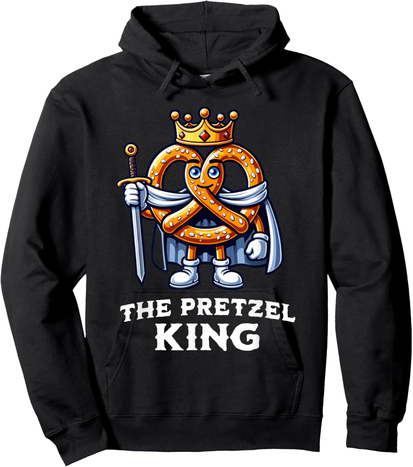 Pretzel King Funny Pretzel Lover Illustration Hoodie - Hoodie | Black