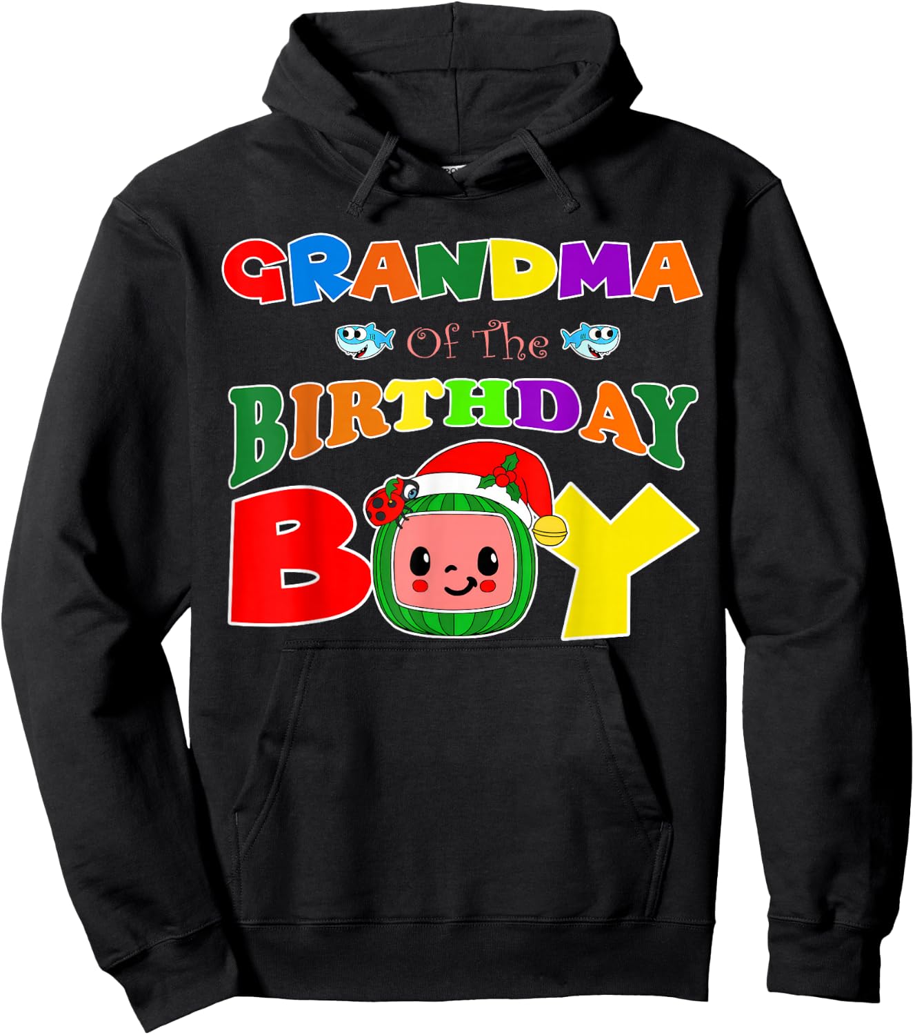 Grandma Of The Birthday Boy Funny Melon Family Matching Hoodie - Hoodie | Black
