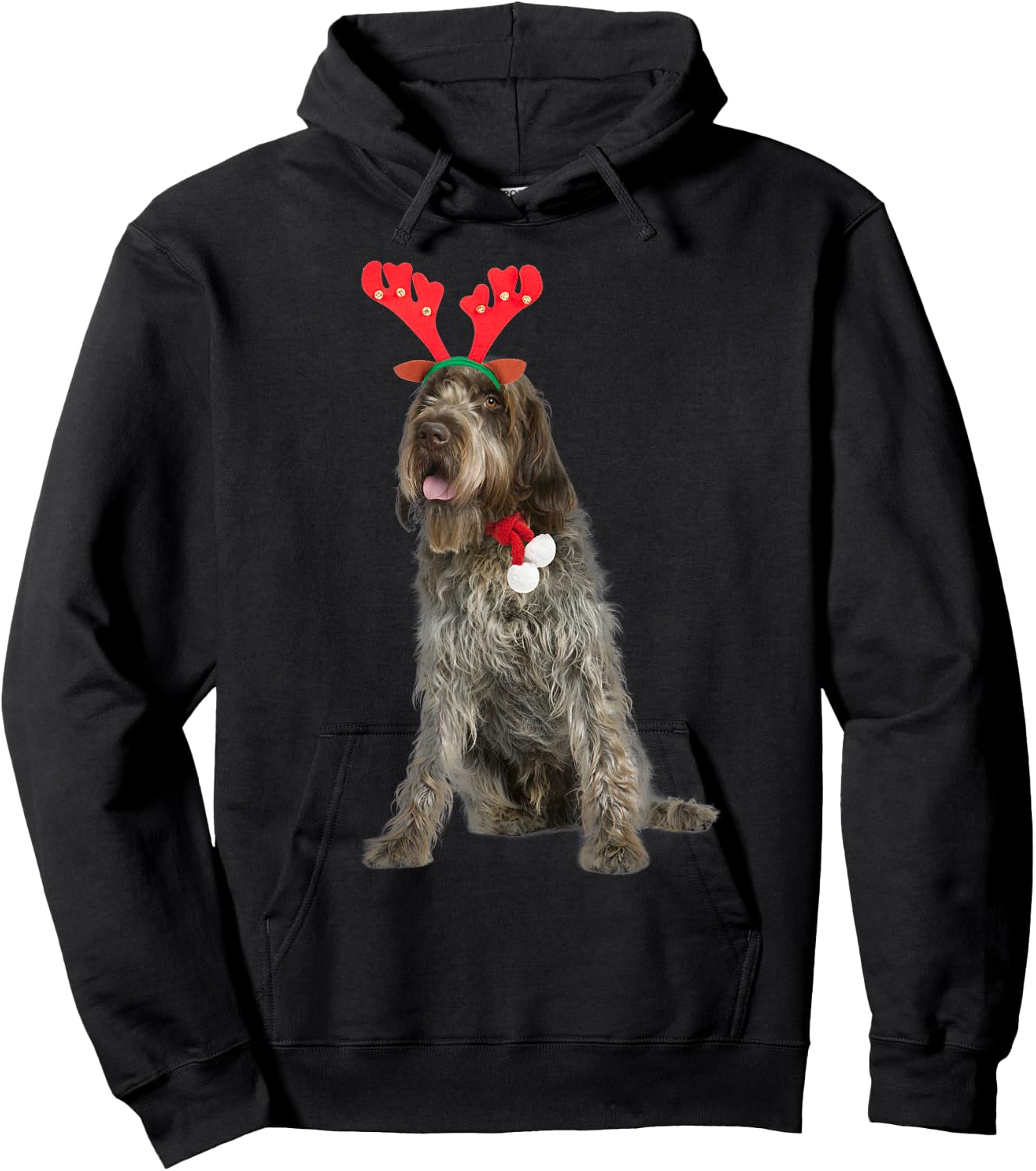 Wirehaired Pointing Griffon Reindeer Christmas Dog Men Women Kids Hoodie - Hoodie | Black