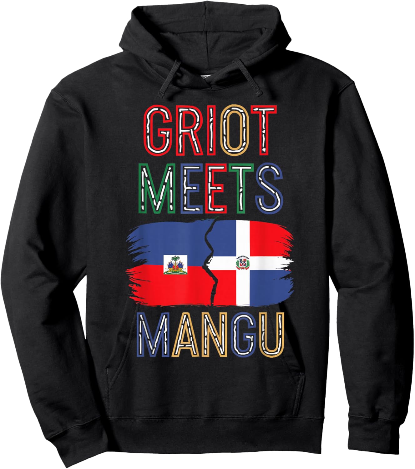 Half Haitian Half Dominican Republic Flag Haiti Hoodie - Hoodie | Black