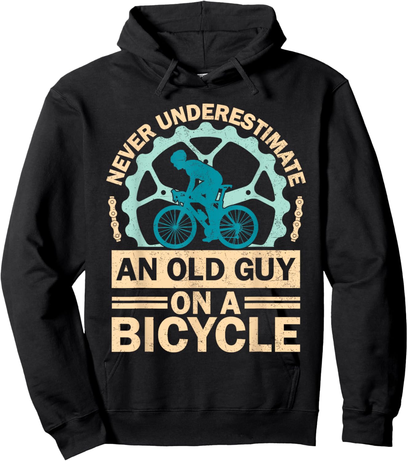Never Underestimate An Old Guy On A Bicycle Funny Cycling Hoodie - Hoodie | Black