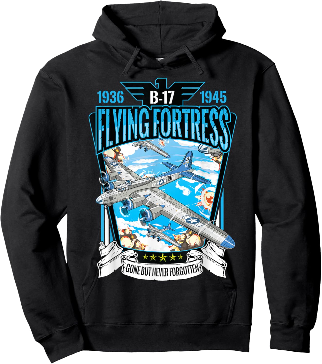American B17 Flying Fortress WW2 Hoodie - Hoodie | Black