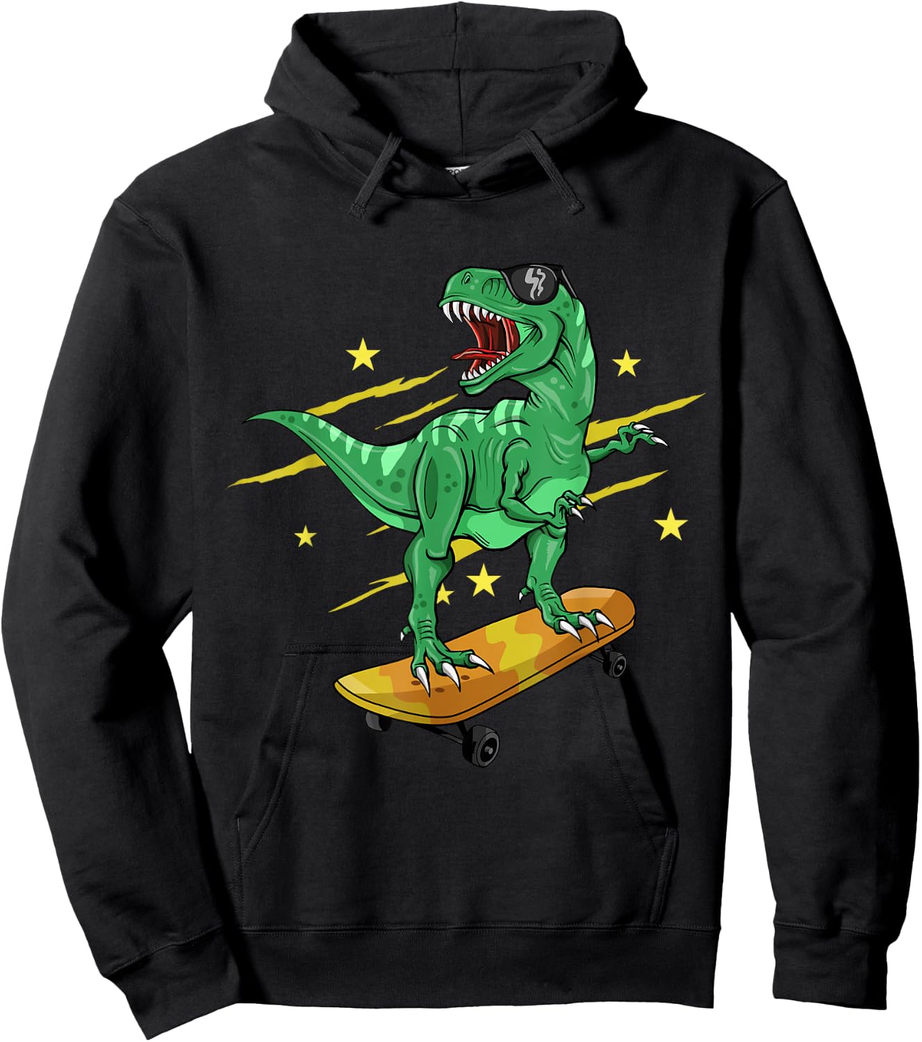 Skating Dinosaur Skateboard Hoodie - Hoodie | Black