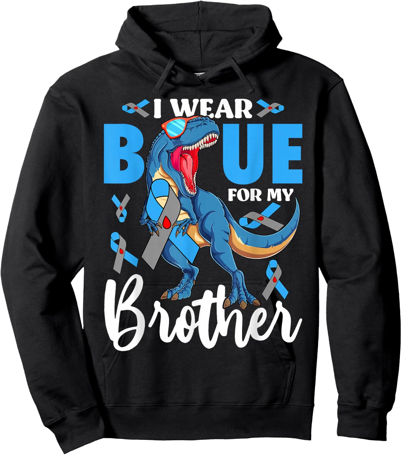 I Wear Blue For My Brother Type 1 Diabetes Awareness Hoodie - Hoodie | Black