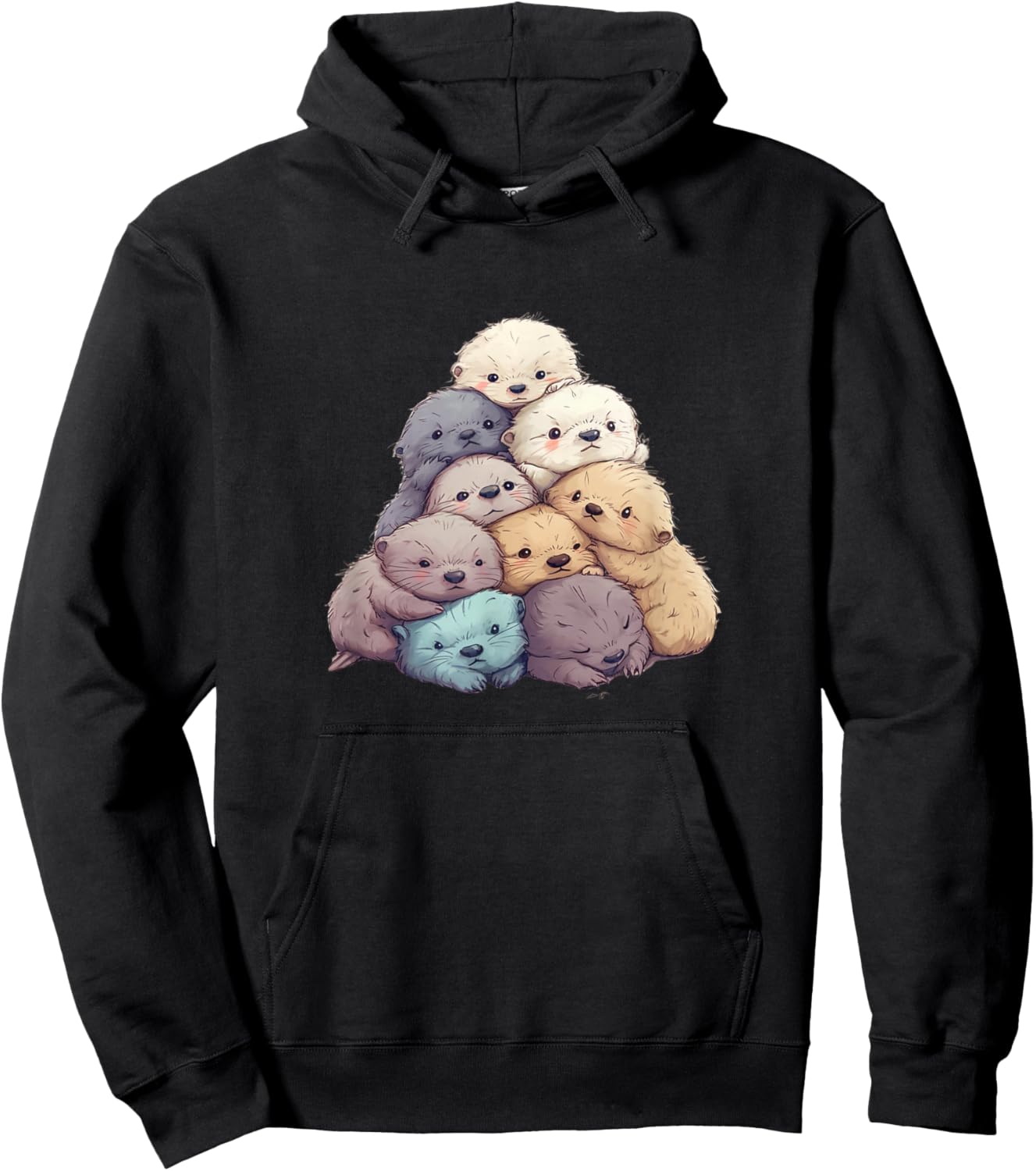 Cute Kawaii Pastel Otter Boys Girls Kids Hoodie - Hoodie | Black