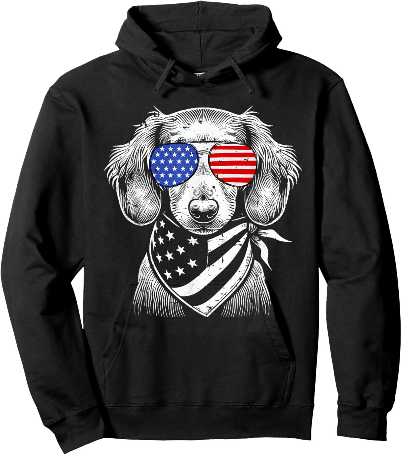 Dachshund Wiener Dog Patriotic 4th of July American US Flag Hoodie - Hoodie | Black