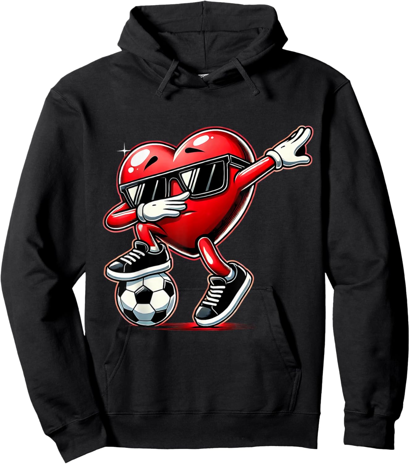 Dabbing Heart Dab Cute Valentines Boys Soccer Gifts Hoodie - Hoodie | Black
