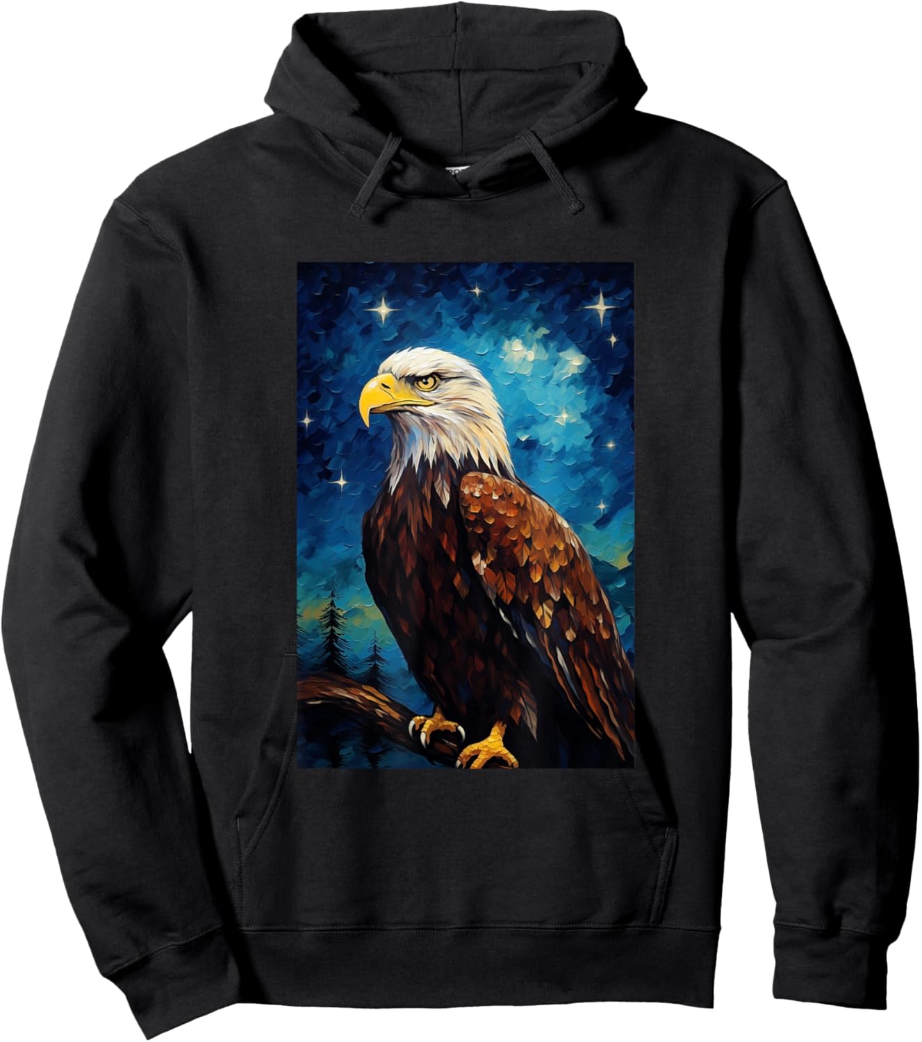 Eagle Designs. Bald Eagle Bird - -Adults, Kids - Black - Short Sleeve - Small - Classic Fit Hoodie - Hoodie | Black