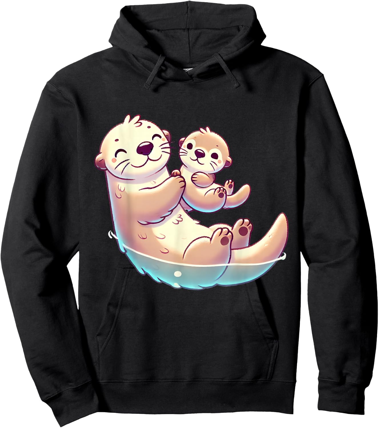 Mom and Baby Otter Mother Mama Mother's Day Hoodie - Hoodie | Black