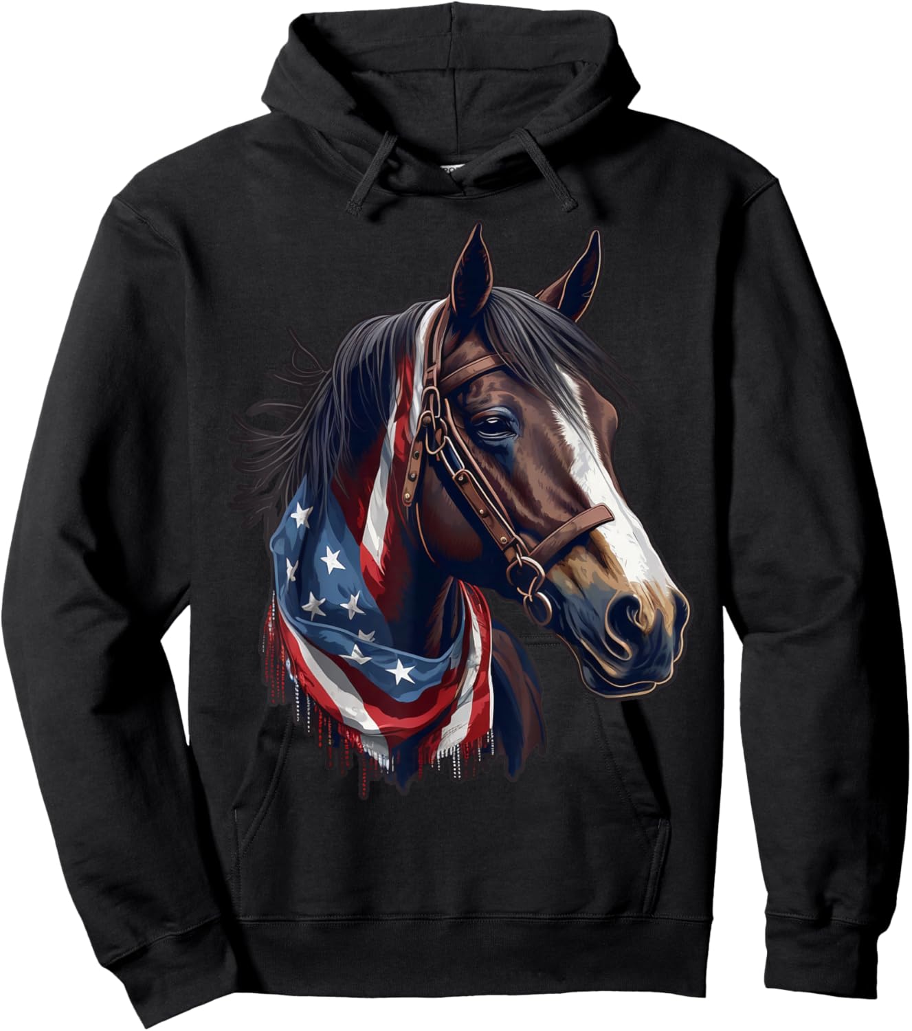 USA 4th Of July Horse on Patriotic American Horse Hoodie - Hoodie | Black