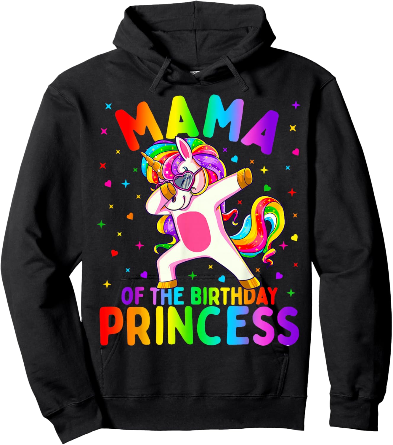 Mama of The Birthday Princess Girl Dabbing Unicorn Mom Hoodie - Hoodie | Black