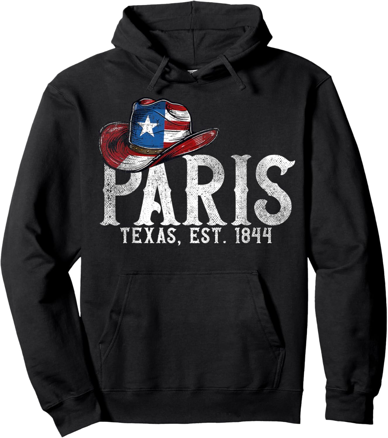 Paris Texas TX | cowboy hat Hoodie - Hoodie | Black