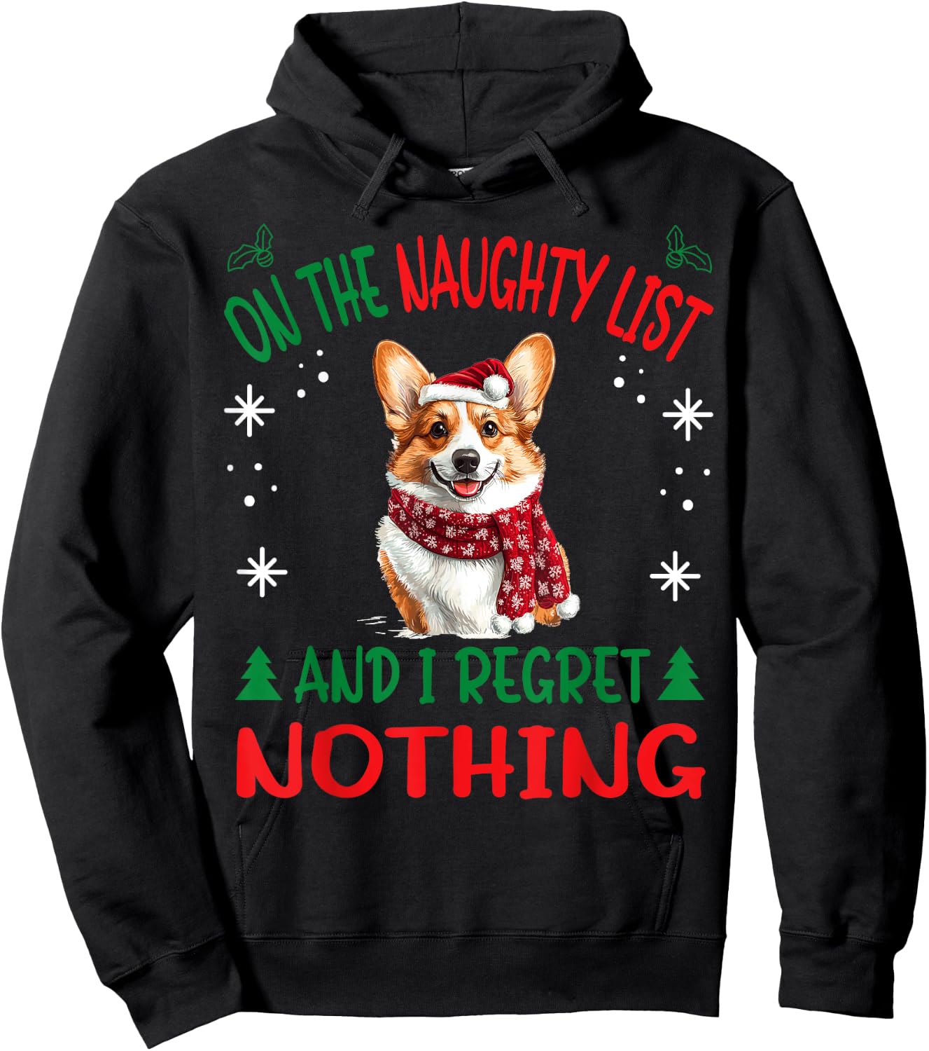 Cute Pembroke Welsh Corgi Dog Christmas On The Naughty List Men Women Hoodie - Hoodie | Black