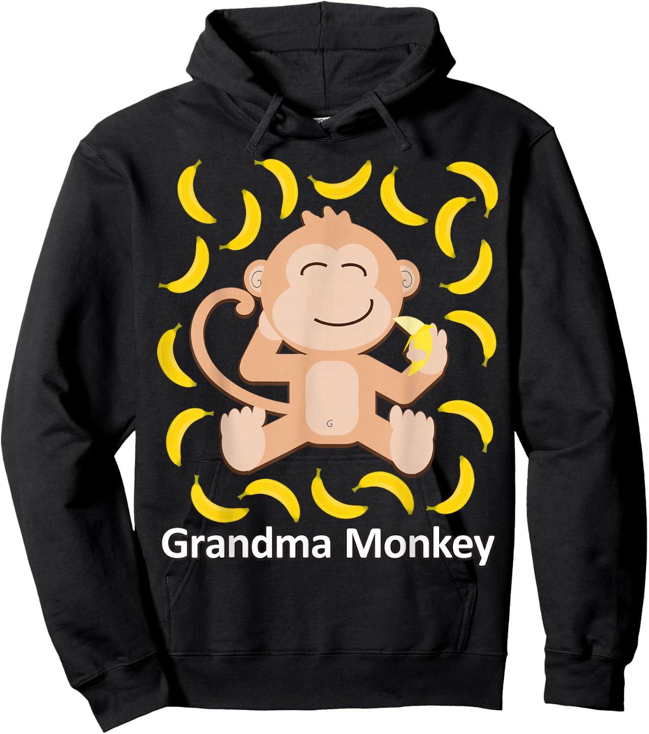 Grandma Monkey Banana Print Monkeys Bananas Hoodie - Hoodie | Black