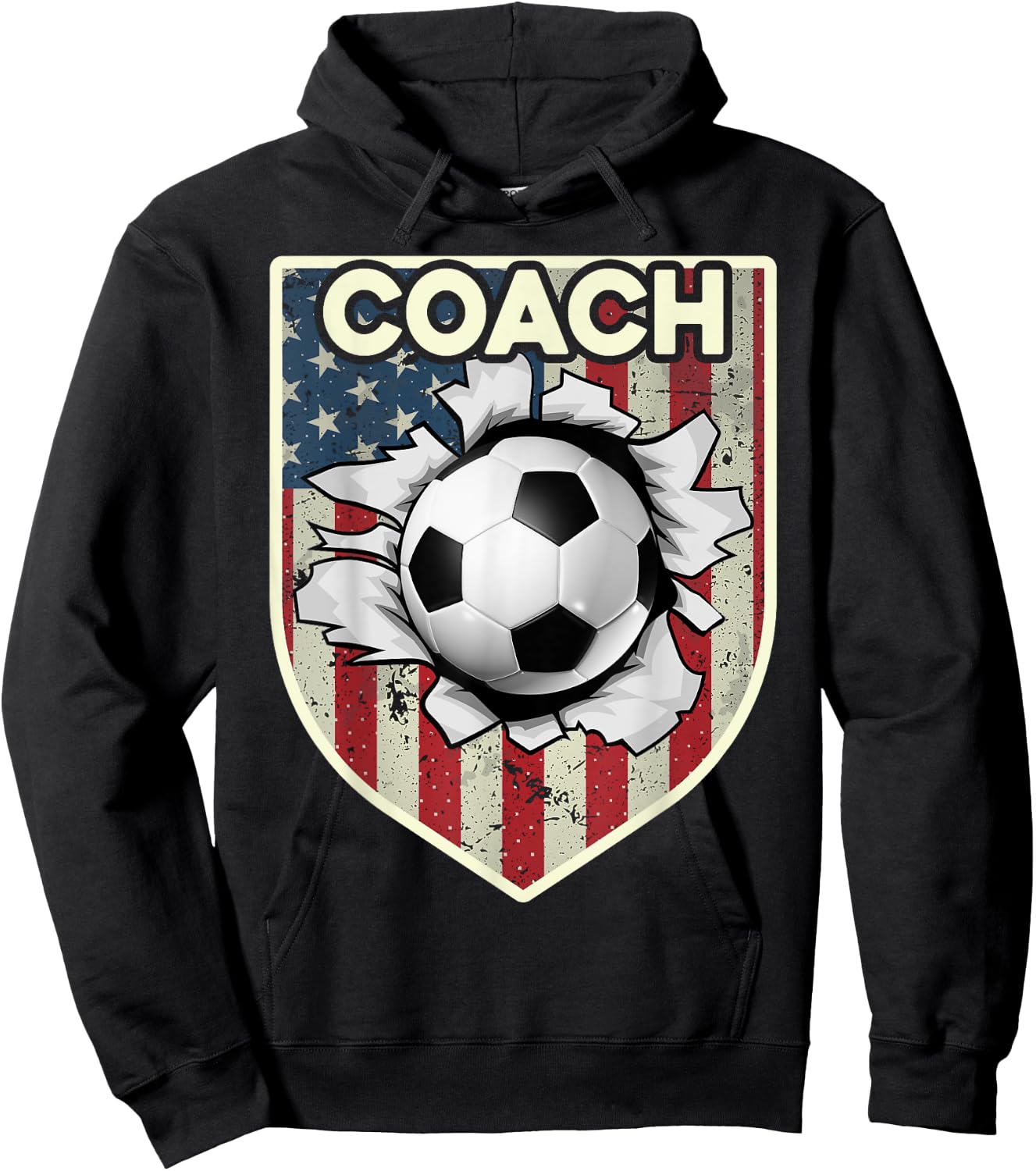 USA Flag Soccer Coach Funny Soccer Trainer American Outfit Hoodie - Hoodie | Black