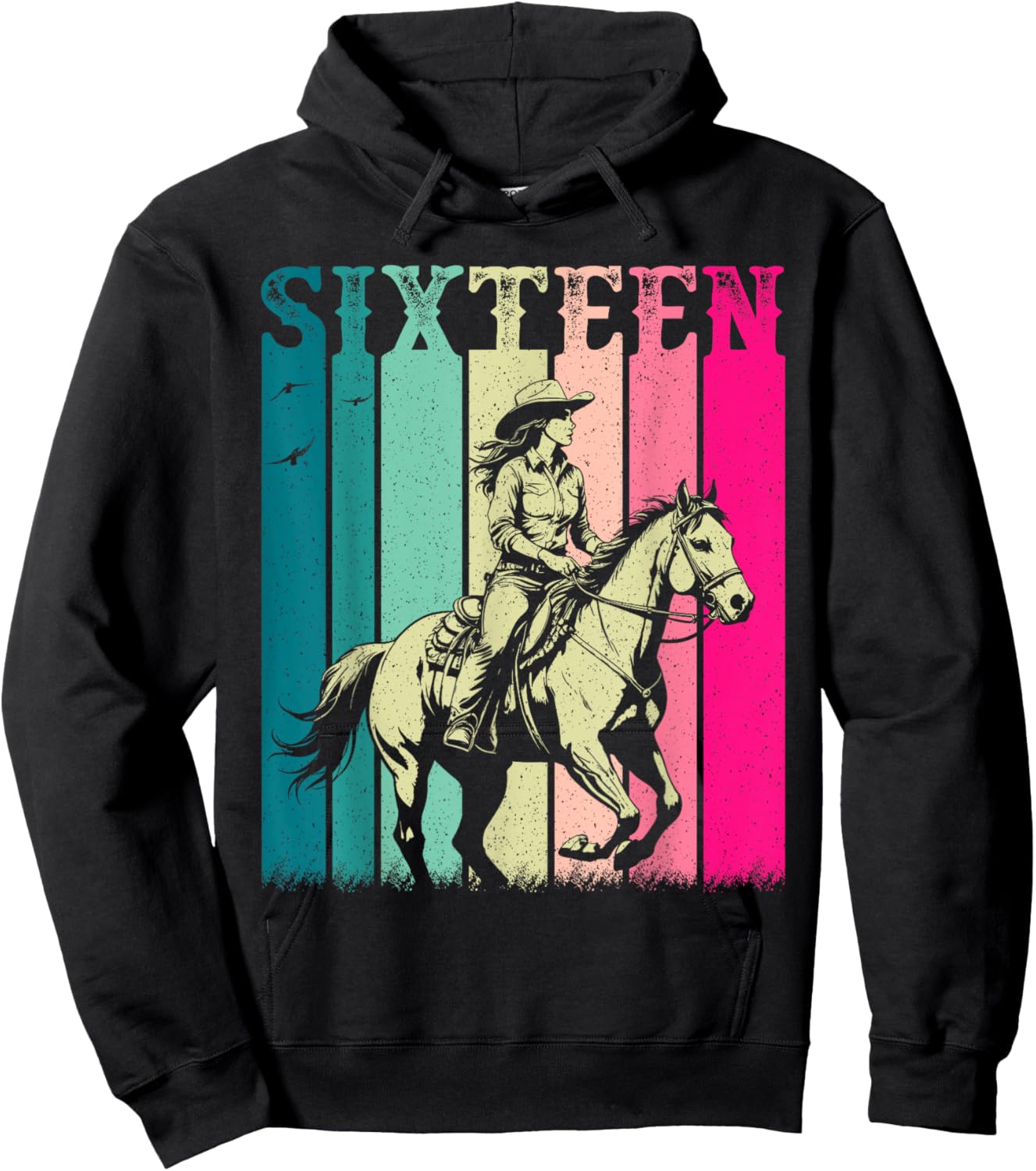 Cowgirl 16th Birthday Girls 16 Year Old Western Rodeo Party Hoodie - Hoodie | Black