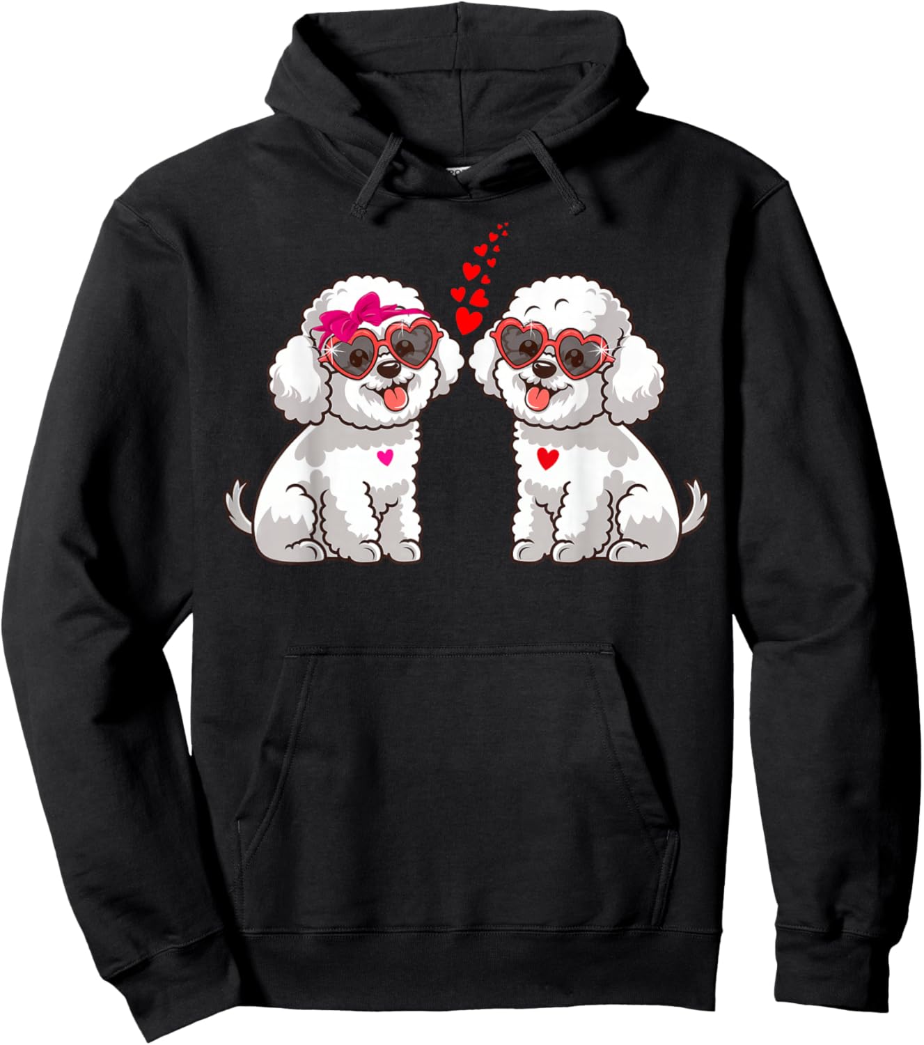 Bichon Frise Dog Valentine's Day Matching Couple Man Woman Hoodie - Hoodie | Black