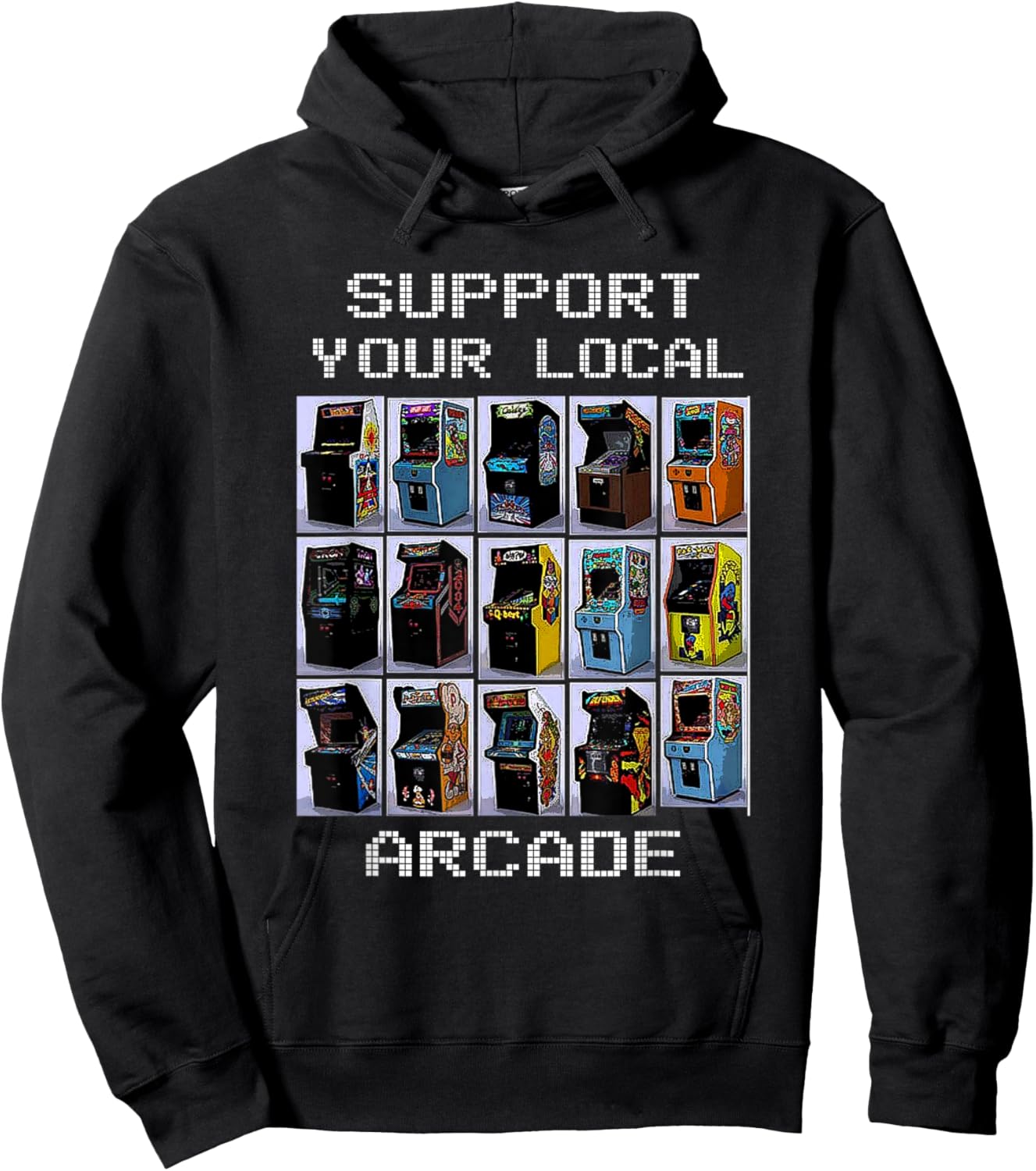 Vintage Support Your Local Arcade Made in the 80s 90s Hoodie - Hoodie | Black