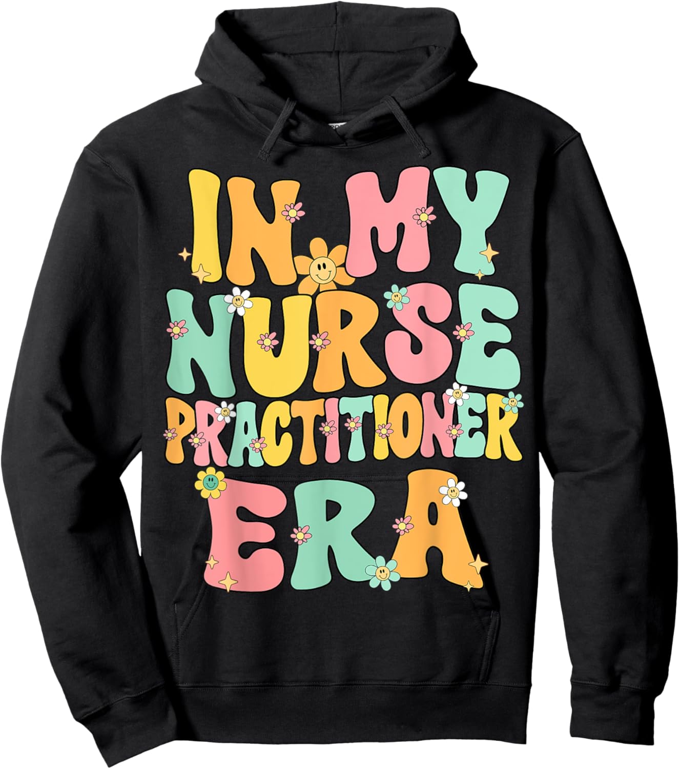 In My Nurse Practitioner Era Retro Groovy Nurse Practitioner Hoodie - Hoodie | Black