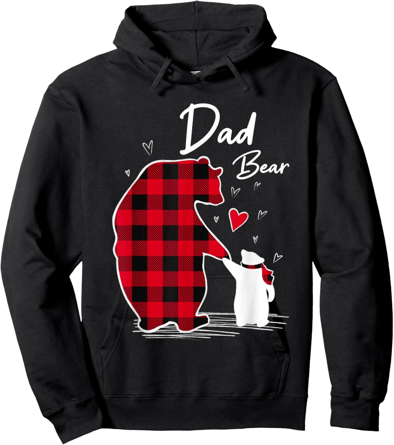 Dad Bear Christmas Pajama Red Buffalo Plaid Hoodie - Hoodie | Black